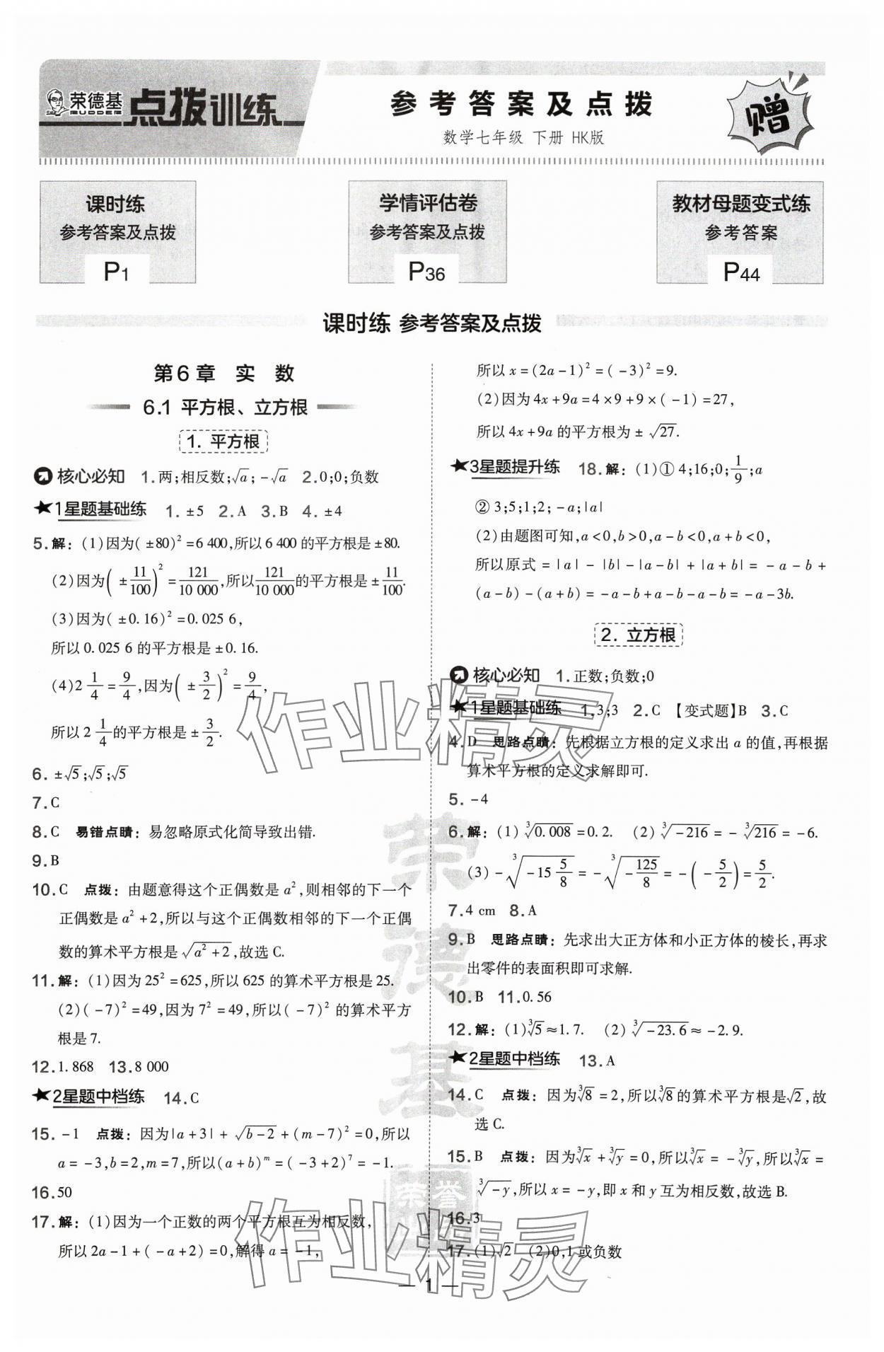 2024年點撥訓(xùn)練七年級數(shù)學(xué)下冊滬科版安徽專版 第1頁