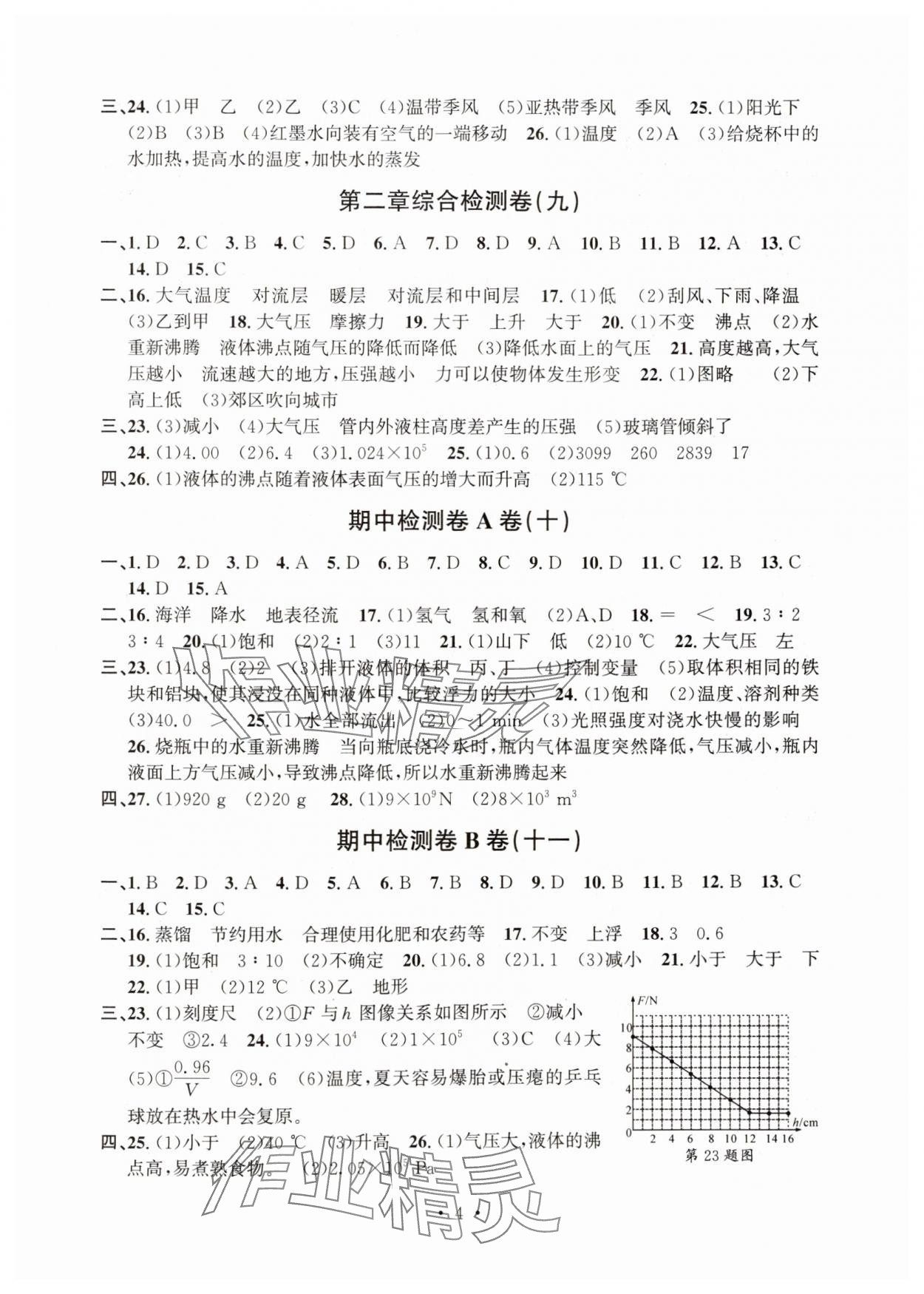 2024年習(xí)題e百檢測(cè)卷八年級(jí)科學(xué)上冊(cè)浙教版 第4頁(yè)