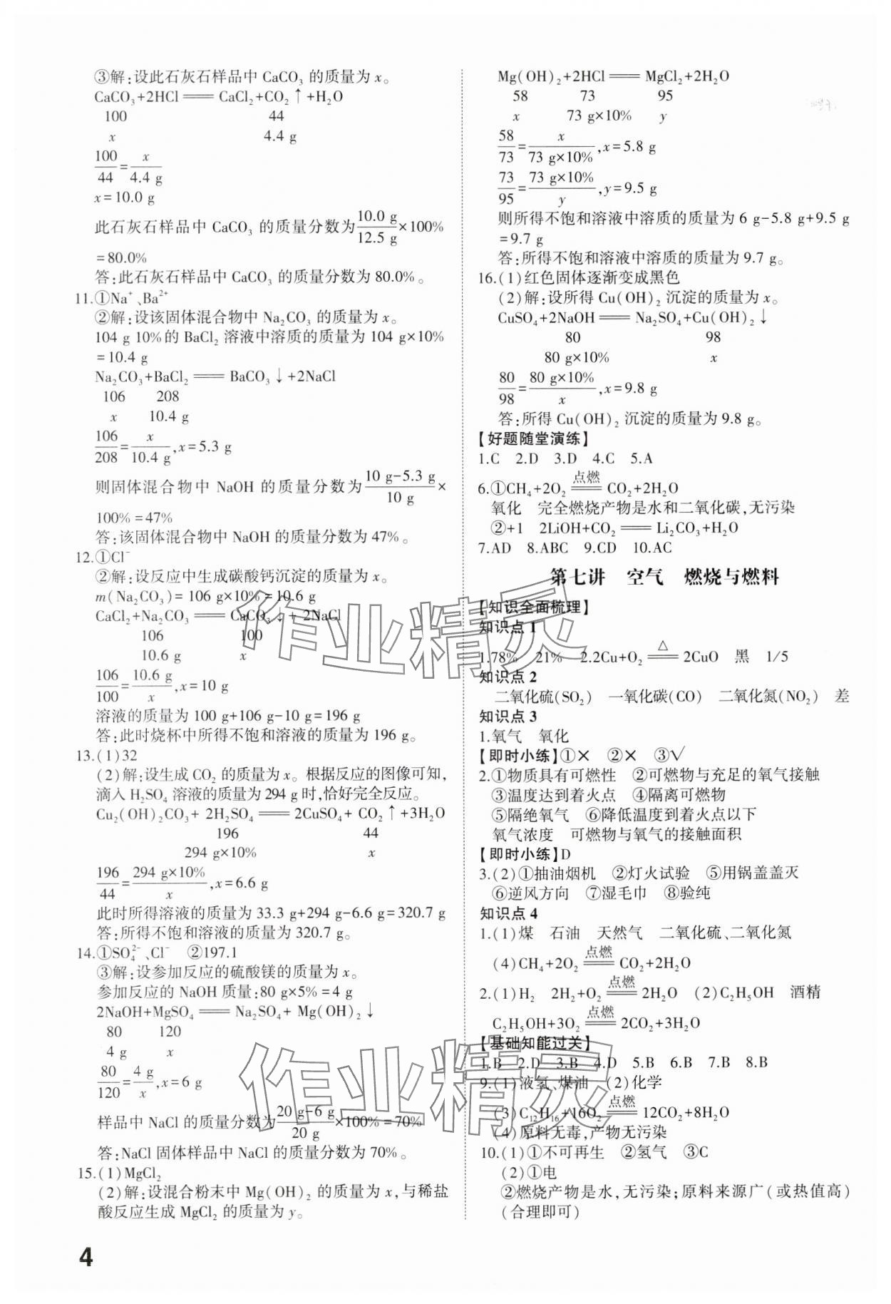 2024年學(xué)考傳奇化學(xué)濟(jì)南專版 參考答案第3頁