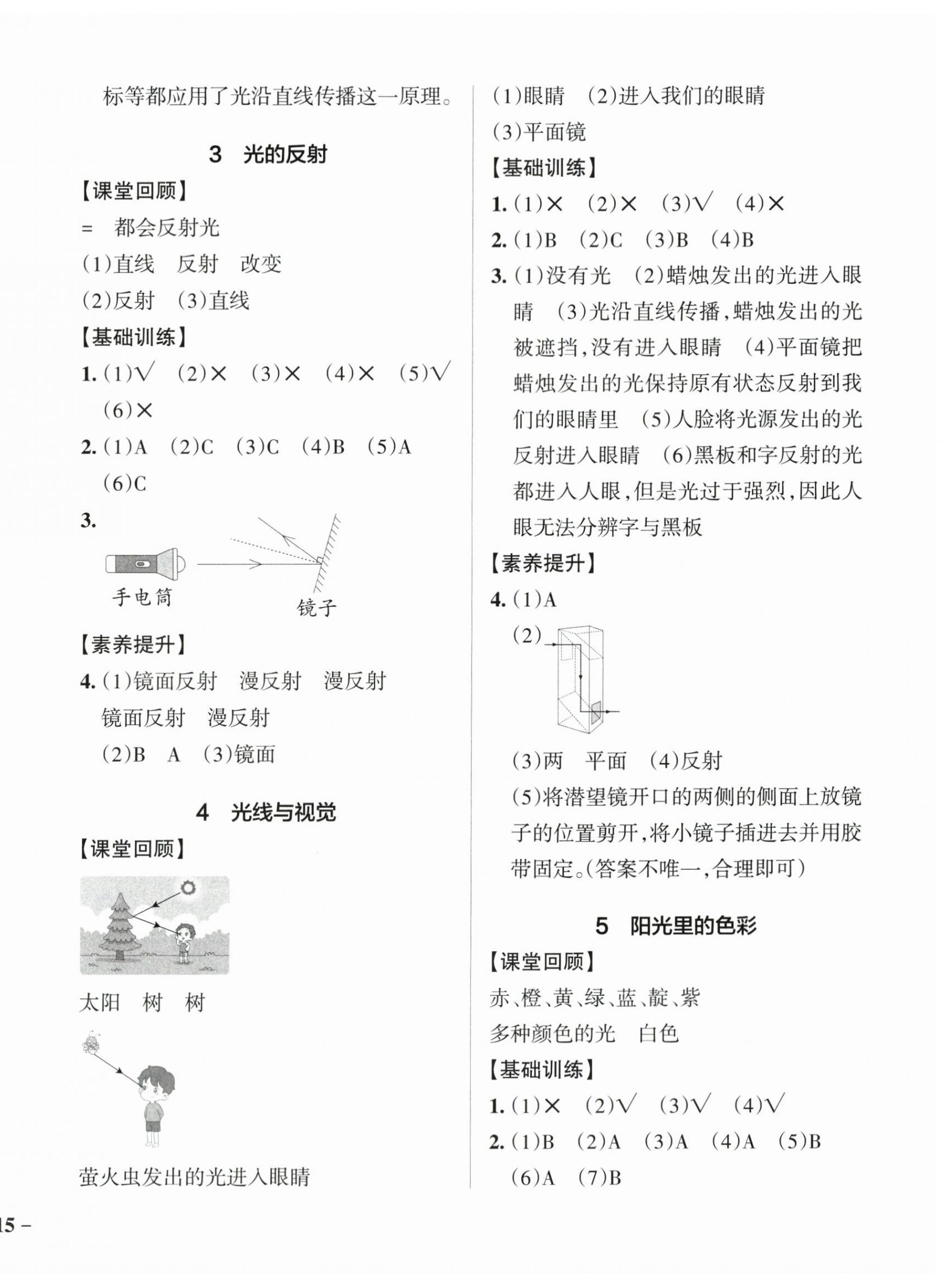 2024年小学学霸作业本五年级科学下册大象版 参考答案第2页