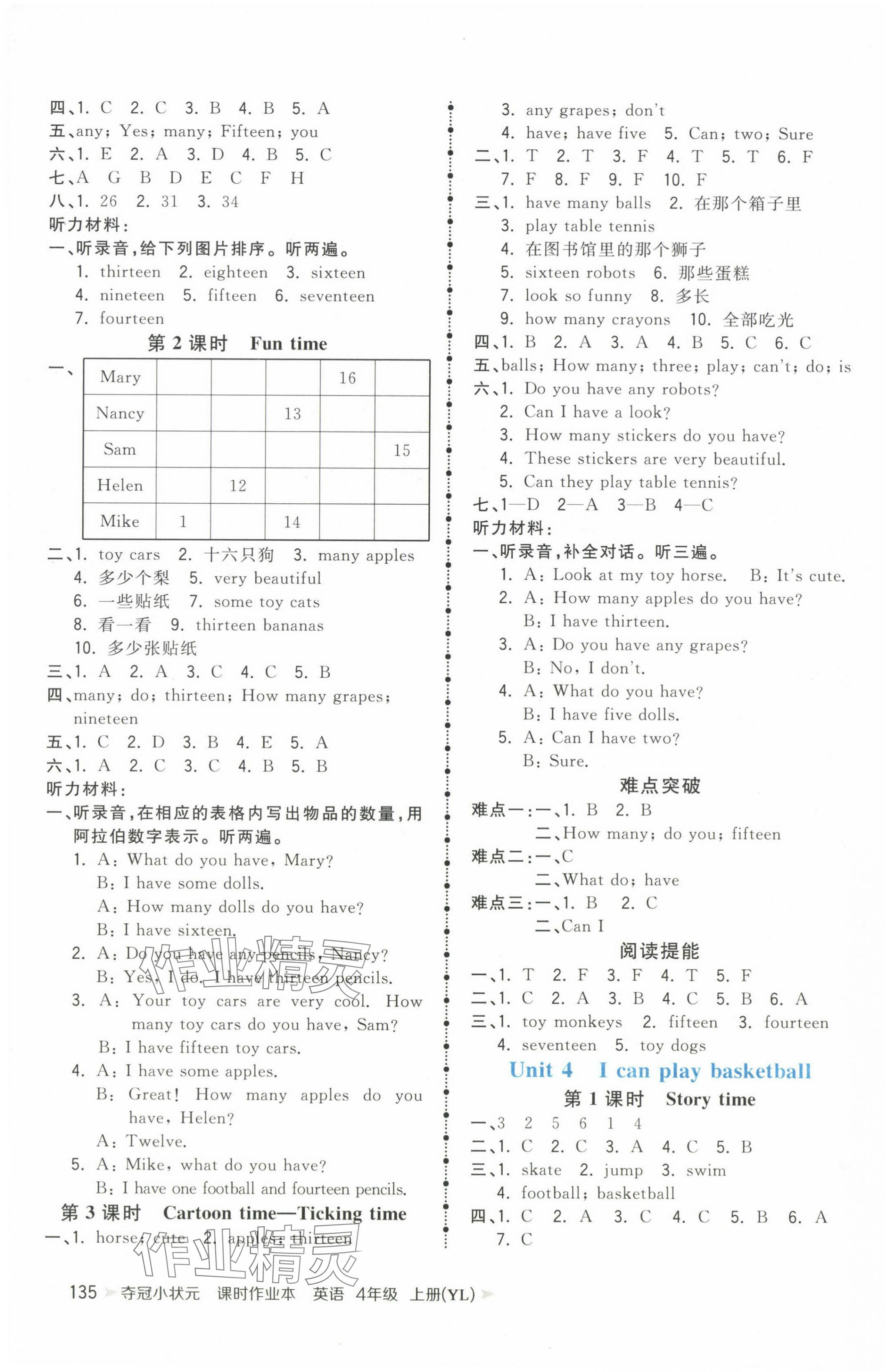 2024年夺冠小状元课时作业本四年级英语上册译林版 第3页