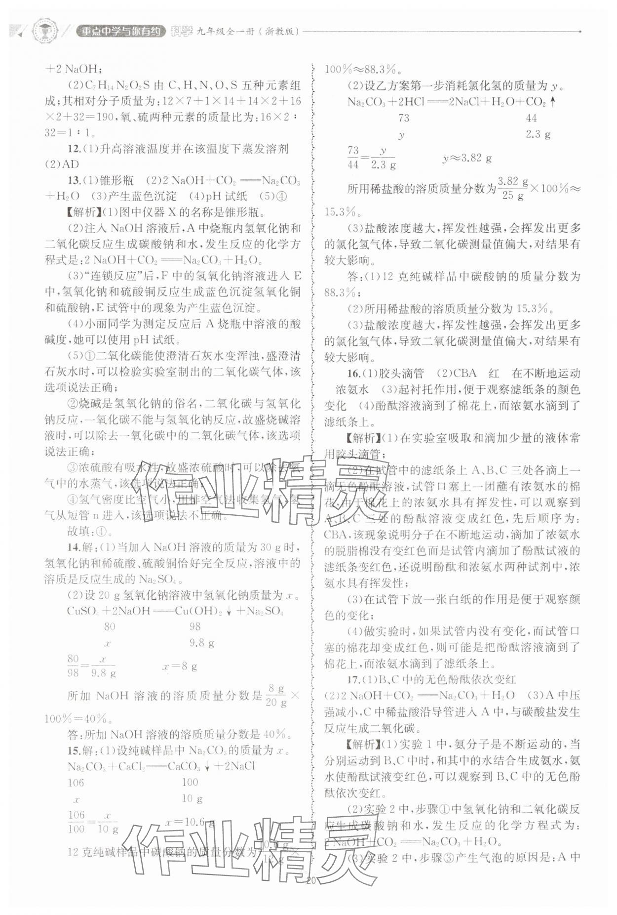 2024年重點(diǎn)中學(xué)與你有約九年級科學(xué)全一冊浙教版 第20頁