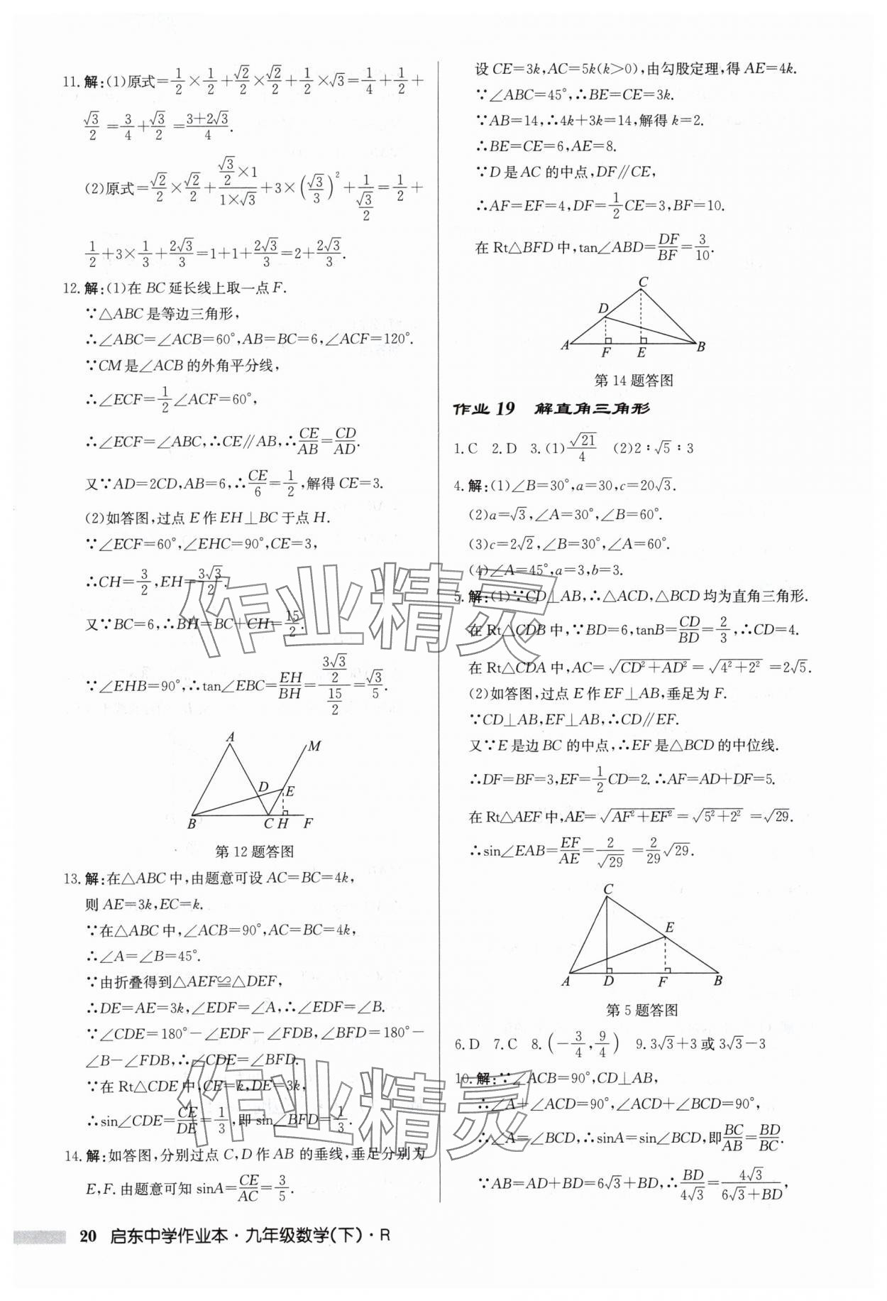 2024年启东中学作业本九年级数学下册人教版 第20页