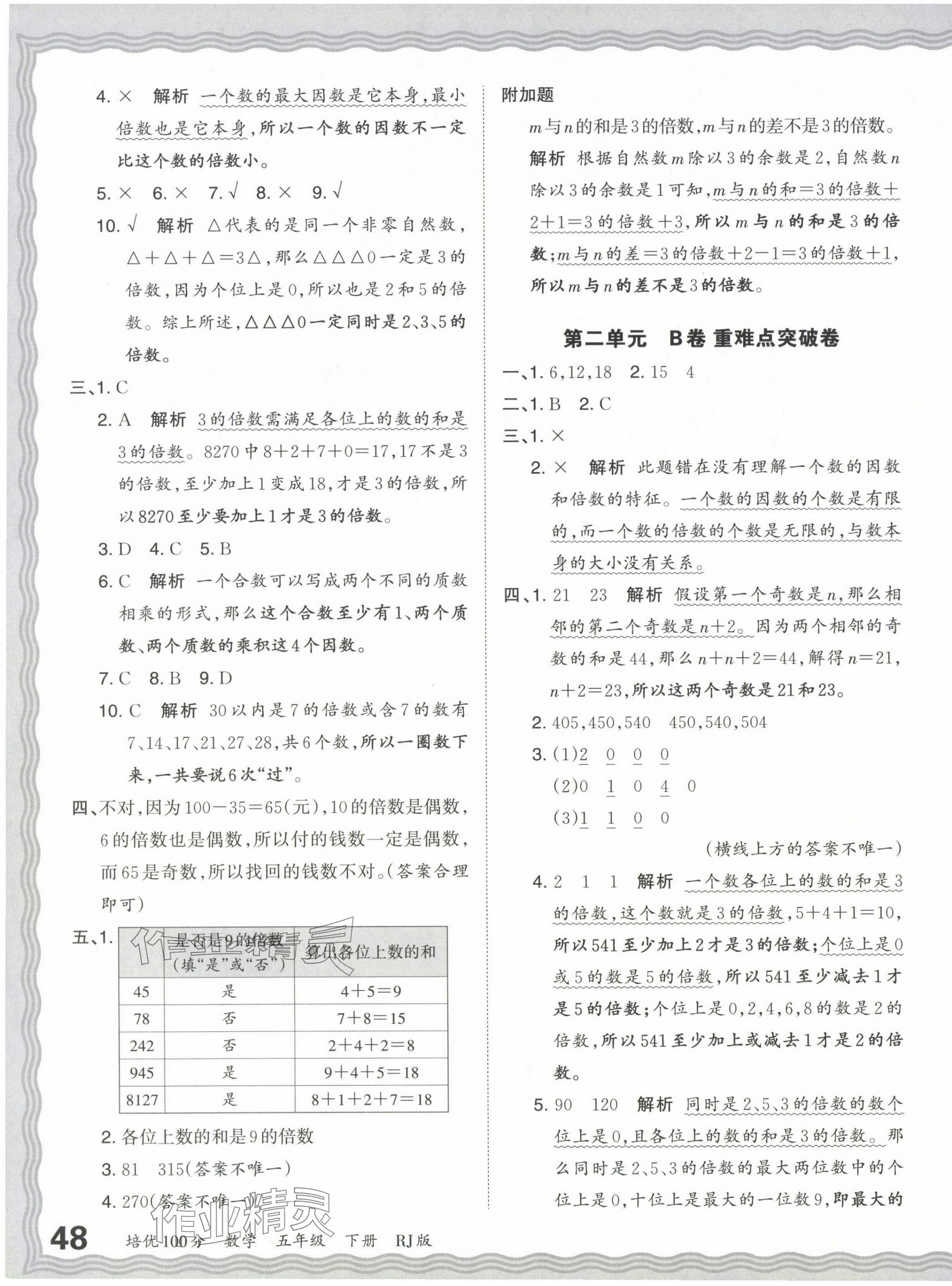 2024年王朝霞培优100分五年级数学下册人教版 第3页