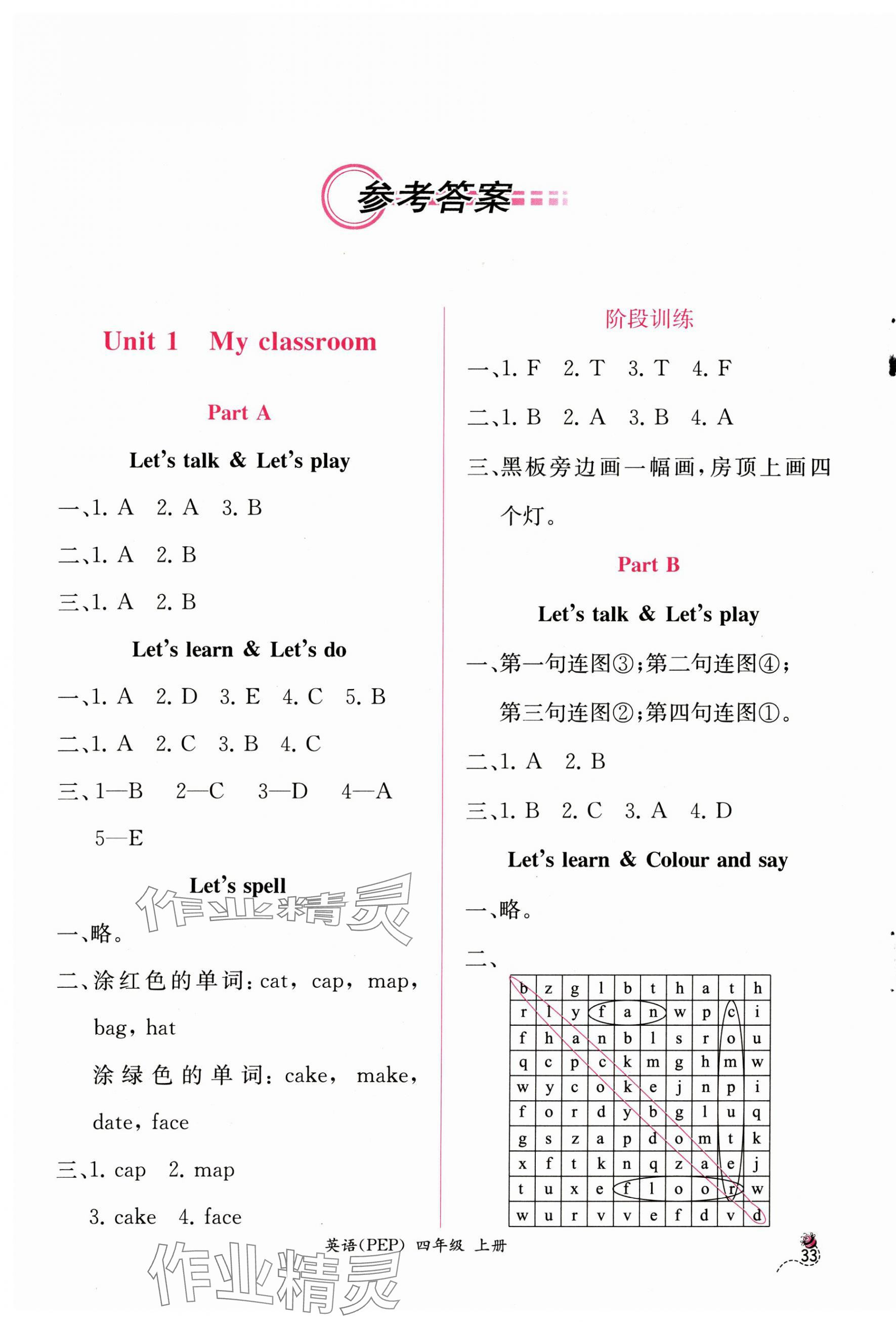 2024年同步導(dǎo)學(xué)案課時(shí)練四年級(jí)英語上冊(cè)人教版 第1頁