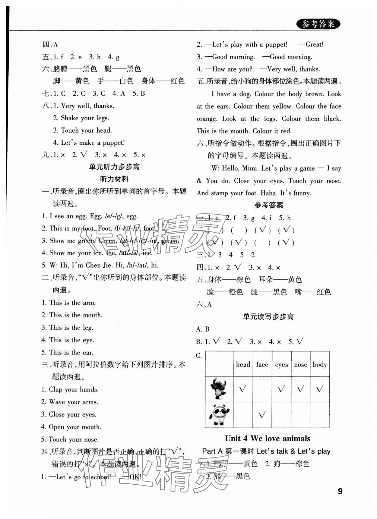 2023年状元坊全程突破导练测三年级英语上册人教版佛山专版 参考答案第8页