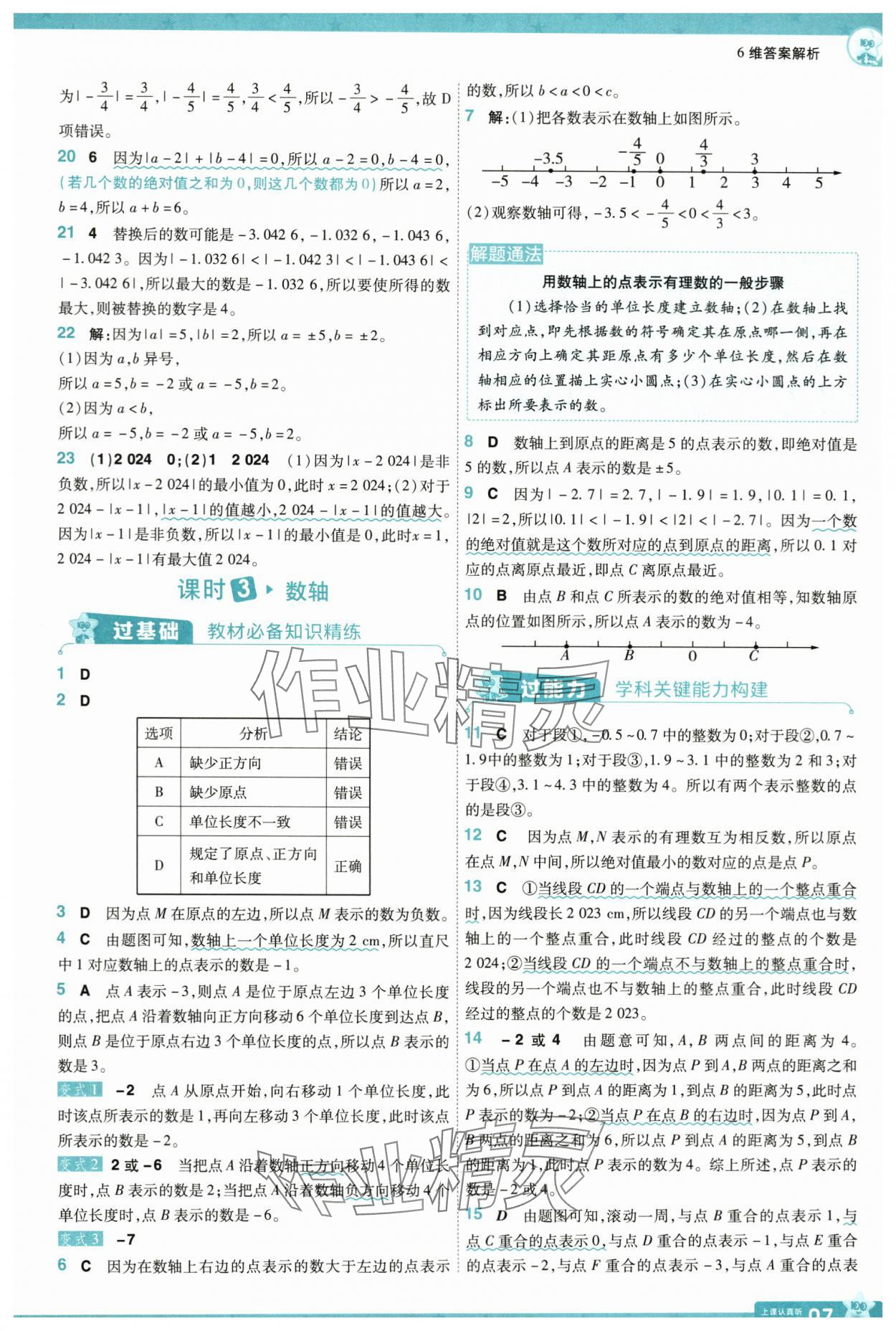 2024年一遍過(guò)七年級(jí)數(shù)學(xué)上冊(cè)北師大版 參考答案第7頁(yè)