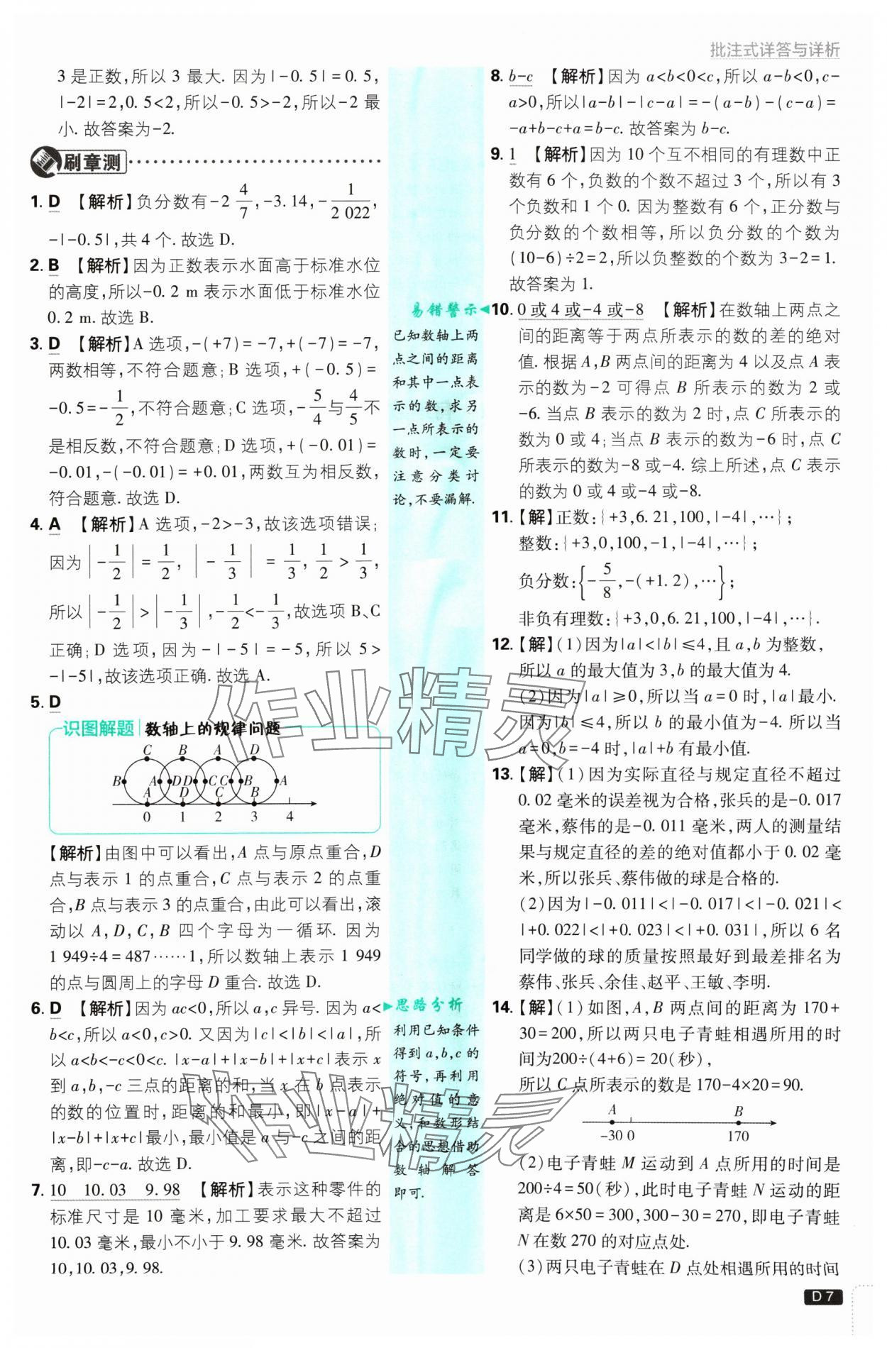 2024年初中必刷題七年級數(shù)學(xué)上冊人教版 參考答案第7頁