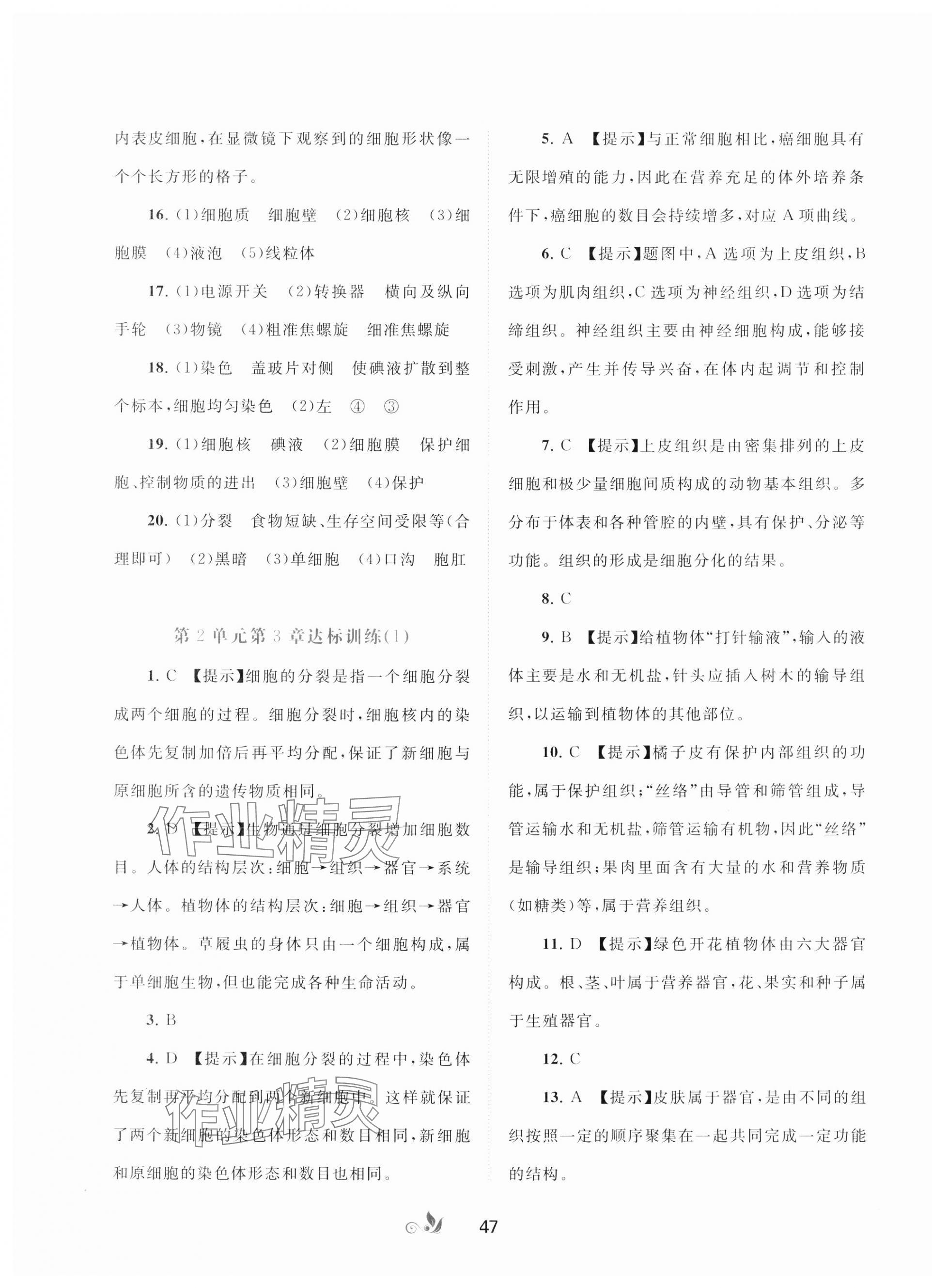 2024年新课程学习与测评单元双测七年级生物上册北师大版B版 第3页