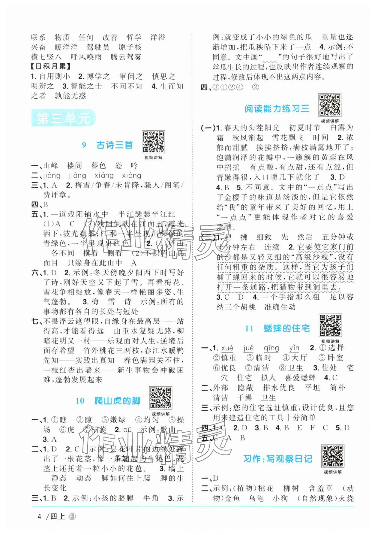 2024年陽光同學課時優(yōu)化作業(yè)四年級語文上冊人教版福建專版 第4頁