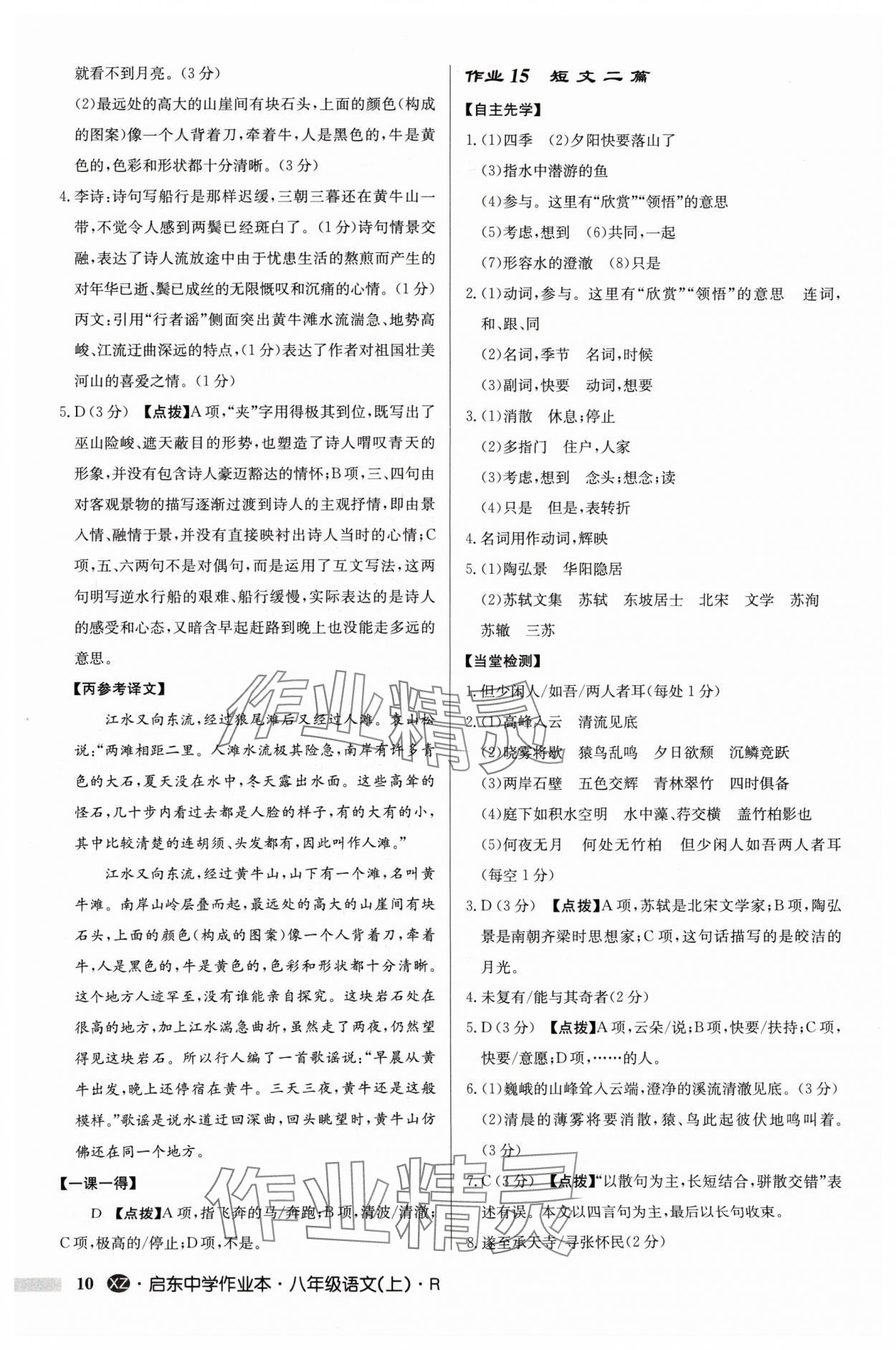 2024年啟東中學(xué)作業(yè)本八年級語文上冊人教版徐州專版 參考答案第10頁