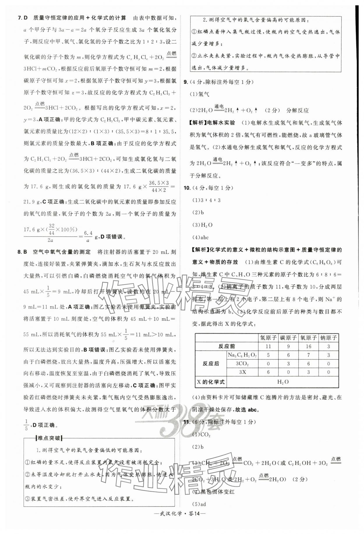 2024年天利38套中考試題精選化學(xué)武漢專版 參考答案第14頁