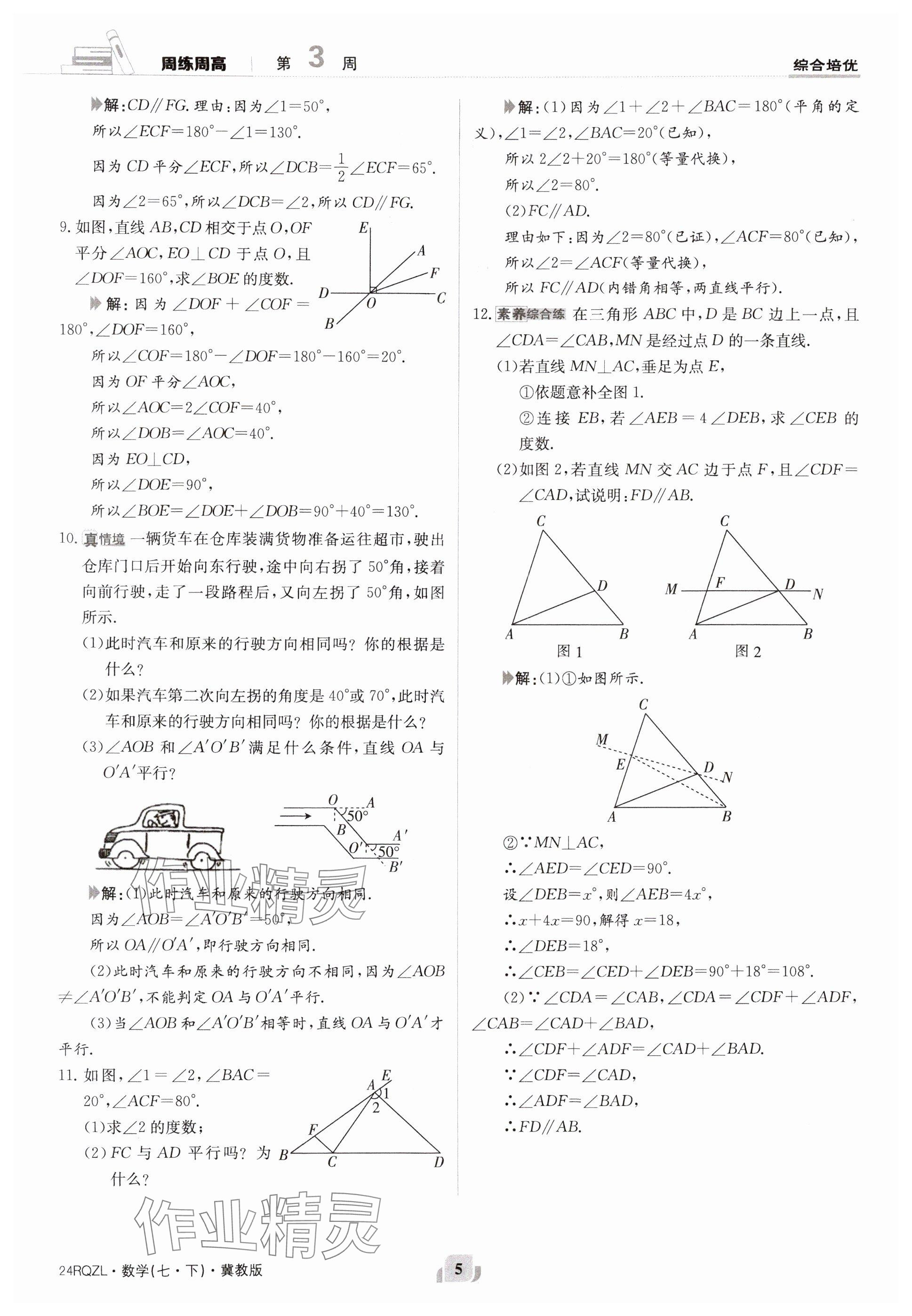 2024年日清周練七年級數(shù)學下冊冀教版 參考答案第5頁