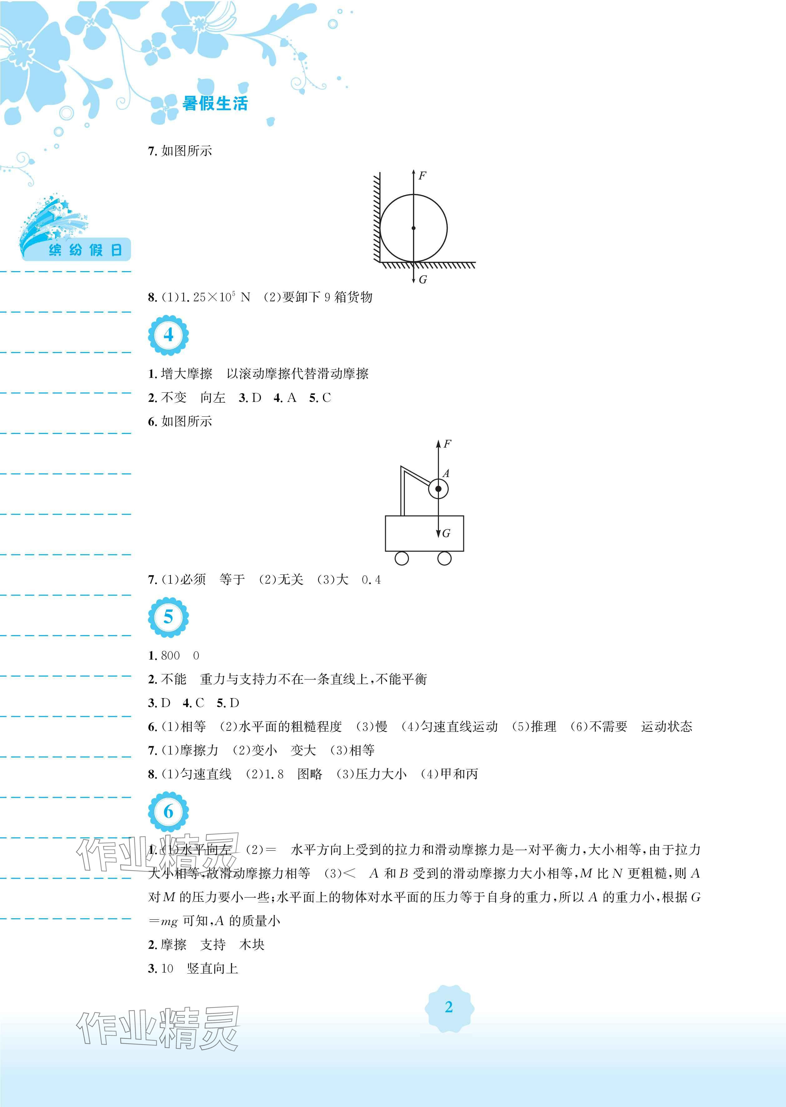 2024年暑假生活安徽教育出版社八年级物理人教版 参考答案第2页