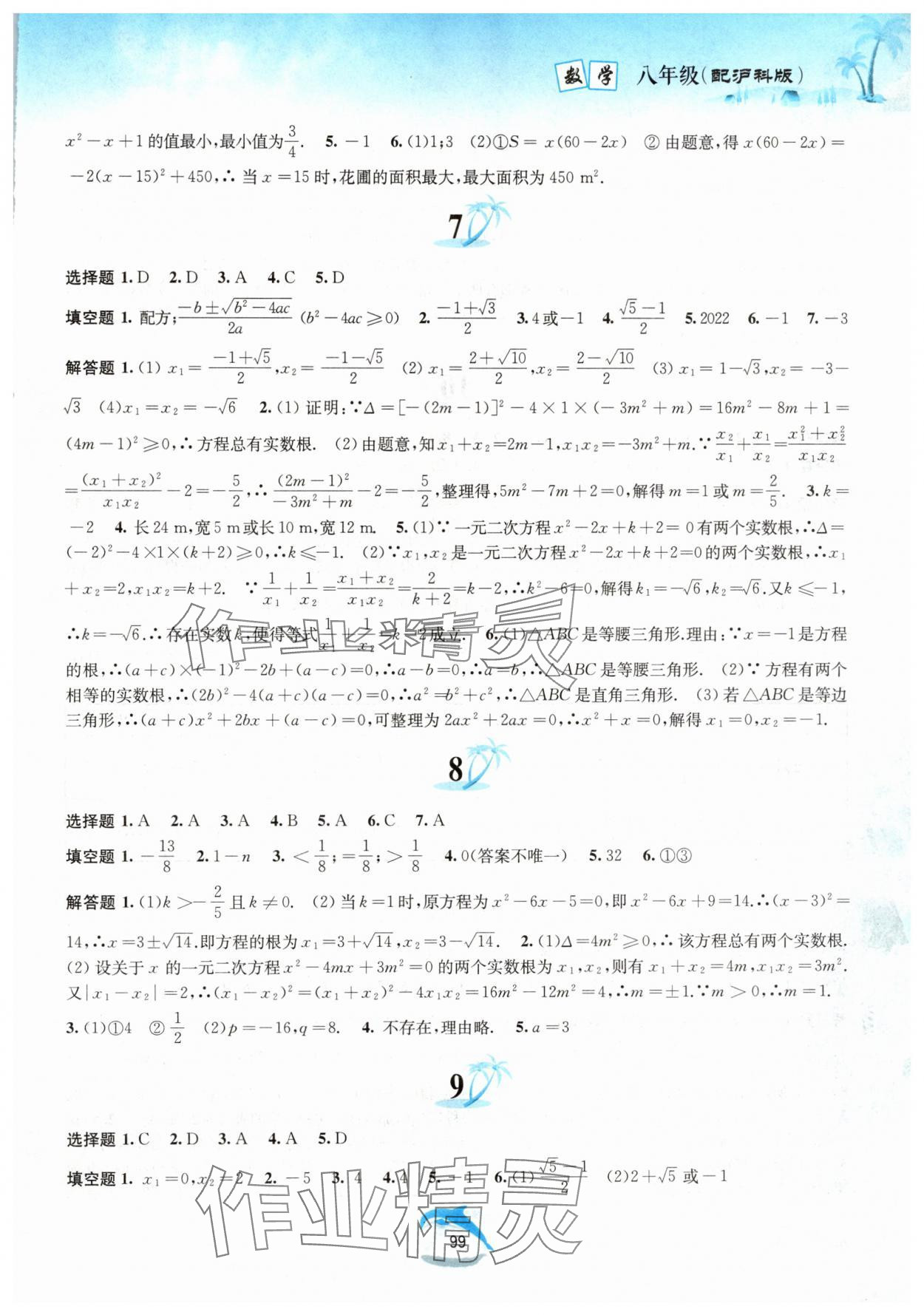 2024年暑假作業(yè)八年級數(shù)學(xué)滬科版黃山書社 第3頁