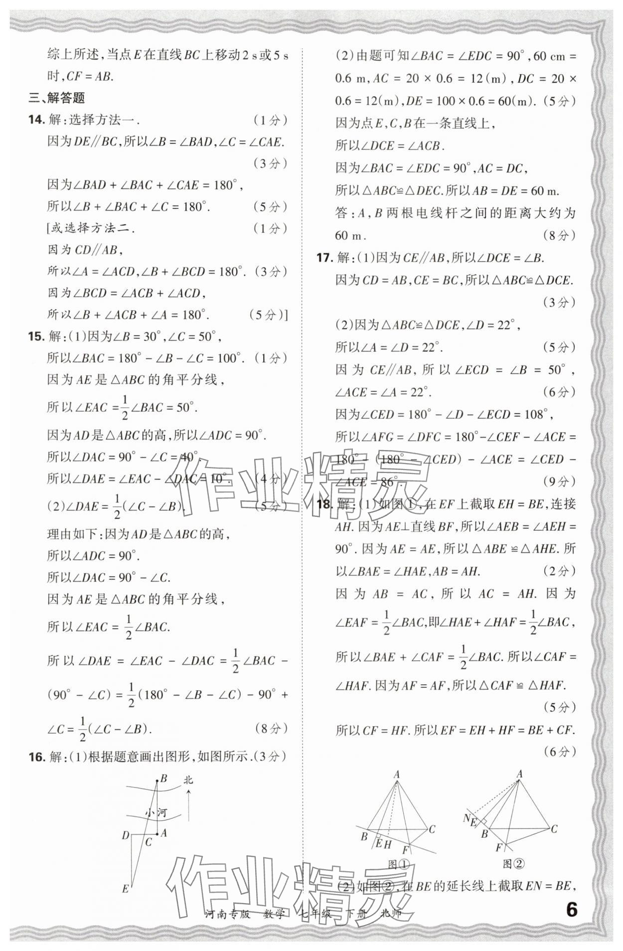 2024年王朝霞各地期末試卷精選七年級(jí)數(shù)學(xué)下冊北師大版河南專版 參考答案第6頁