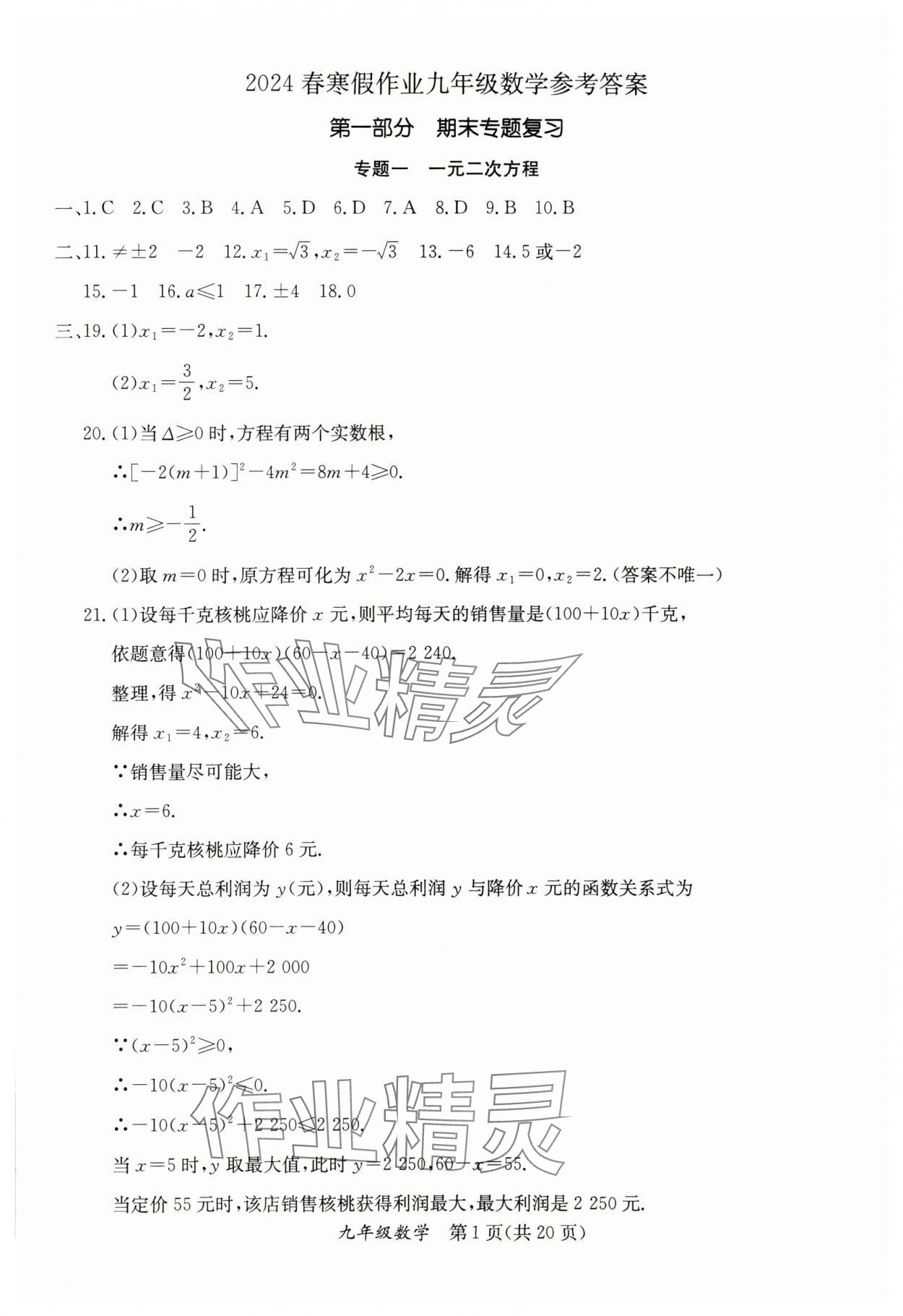 2024年寒假作業(yè)延邊教育出版社九年級合訂本人教版B版河南專版 第1頁