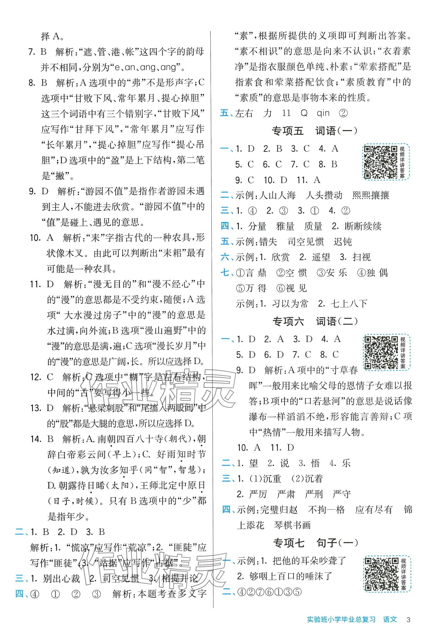 2024年实验班小学毕业总复习语文人教版 第3页