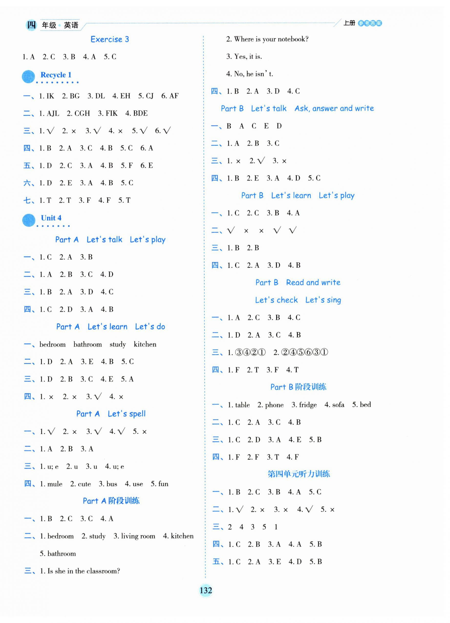 2024年百分學(xué)生作業(yè)本題練王四年級(jí)英語(yǔ)上冊(cè)人教版 參考答案第4頁(yè)