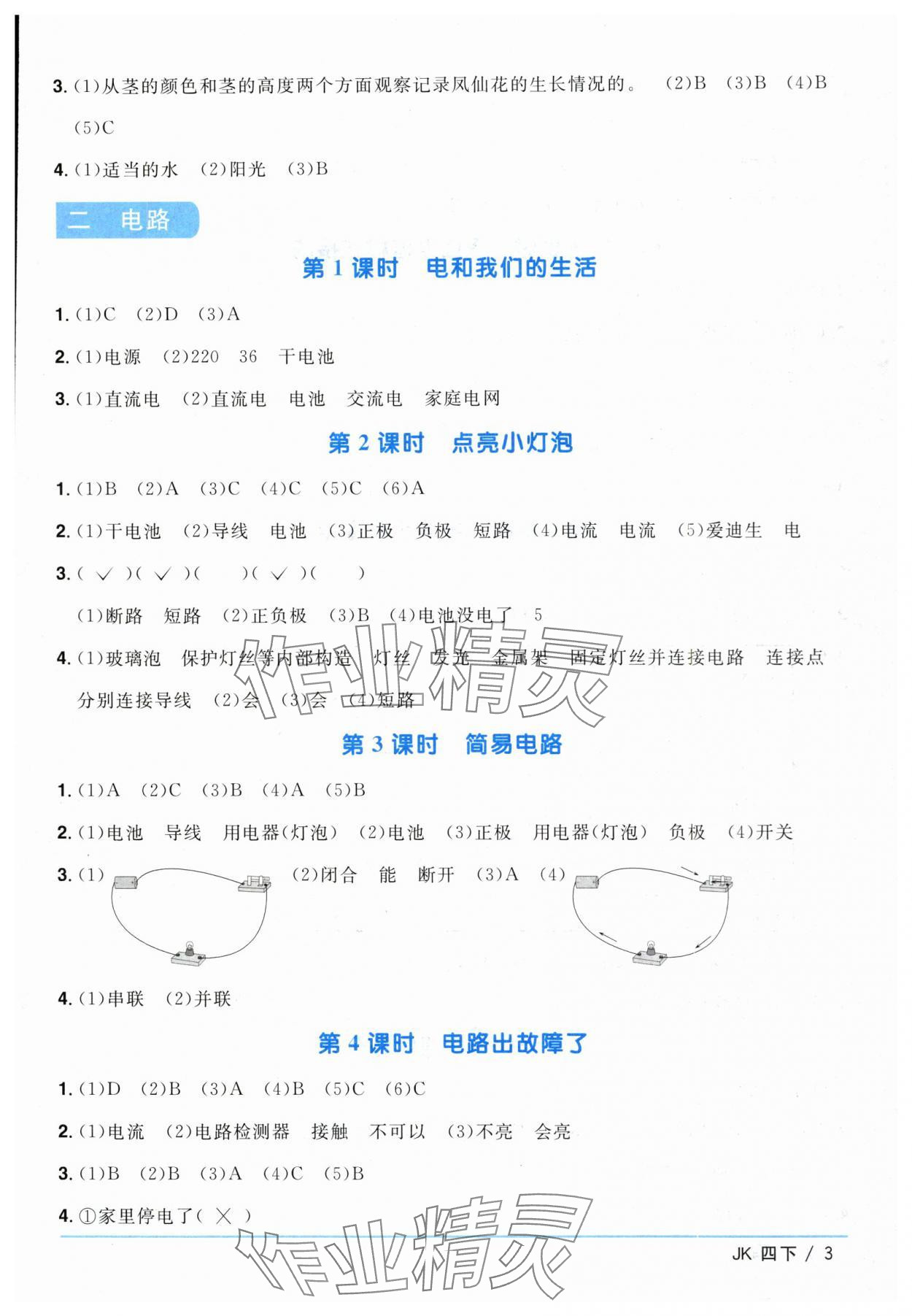 2024年阳光同学课时优化作业四年级科学下册教科版 第3页