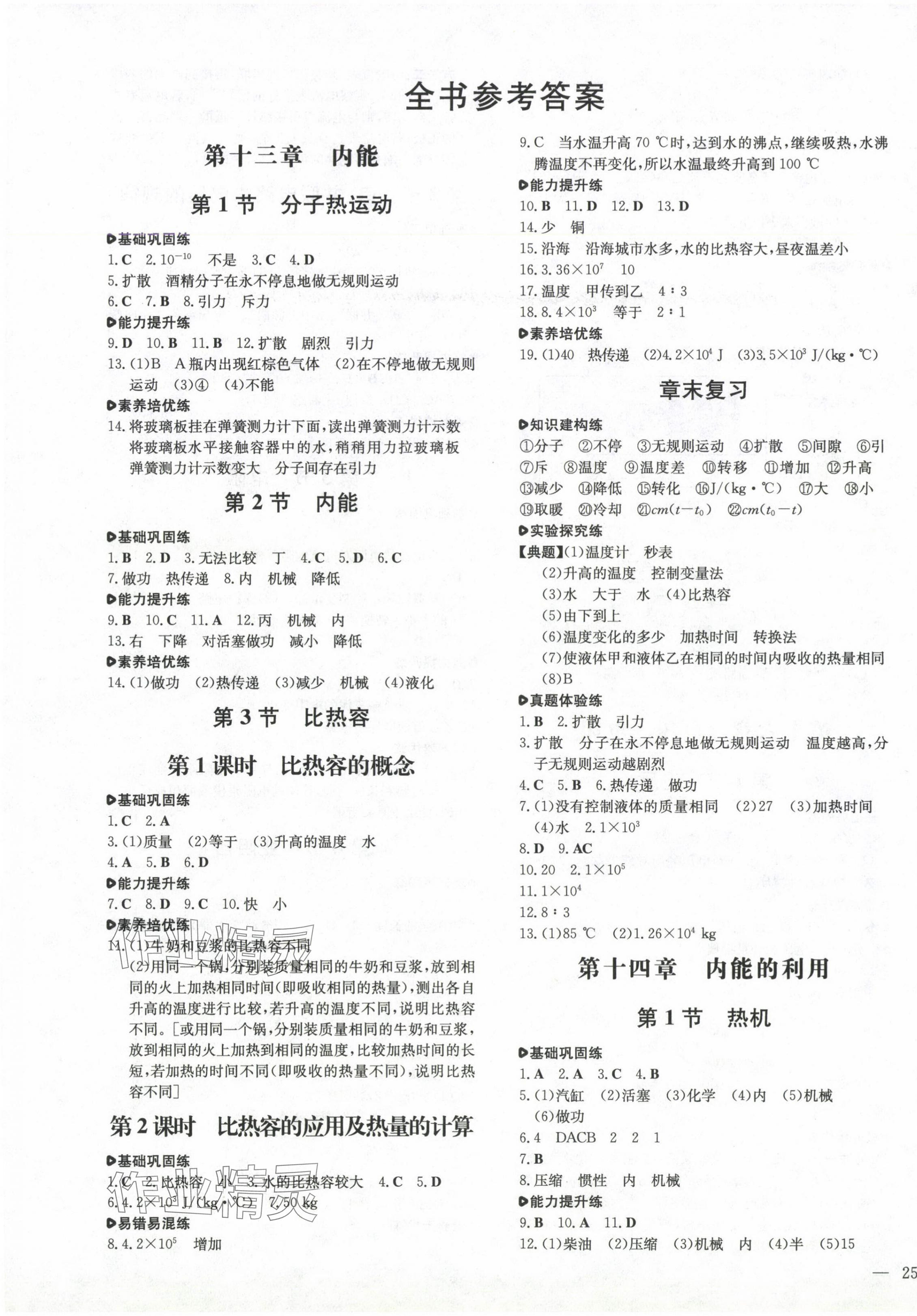 2024年練案九年級物理全一冊人教版 第1頁