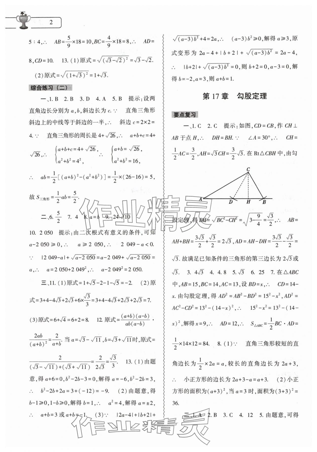 2024年暑假作業(yè)本大象出版社八年級數(shù)學(xué)人教版 第2頁