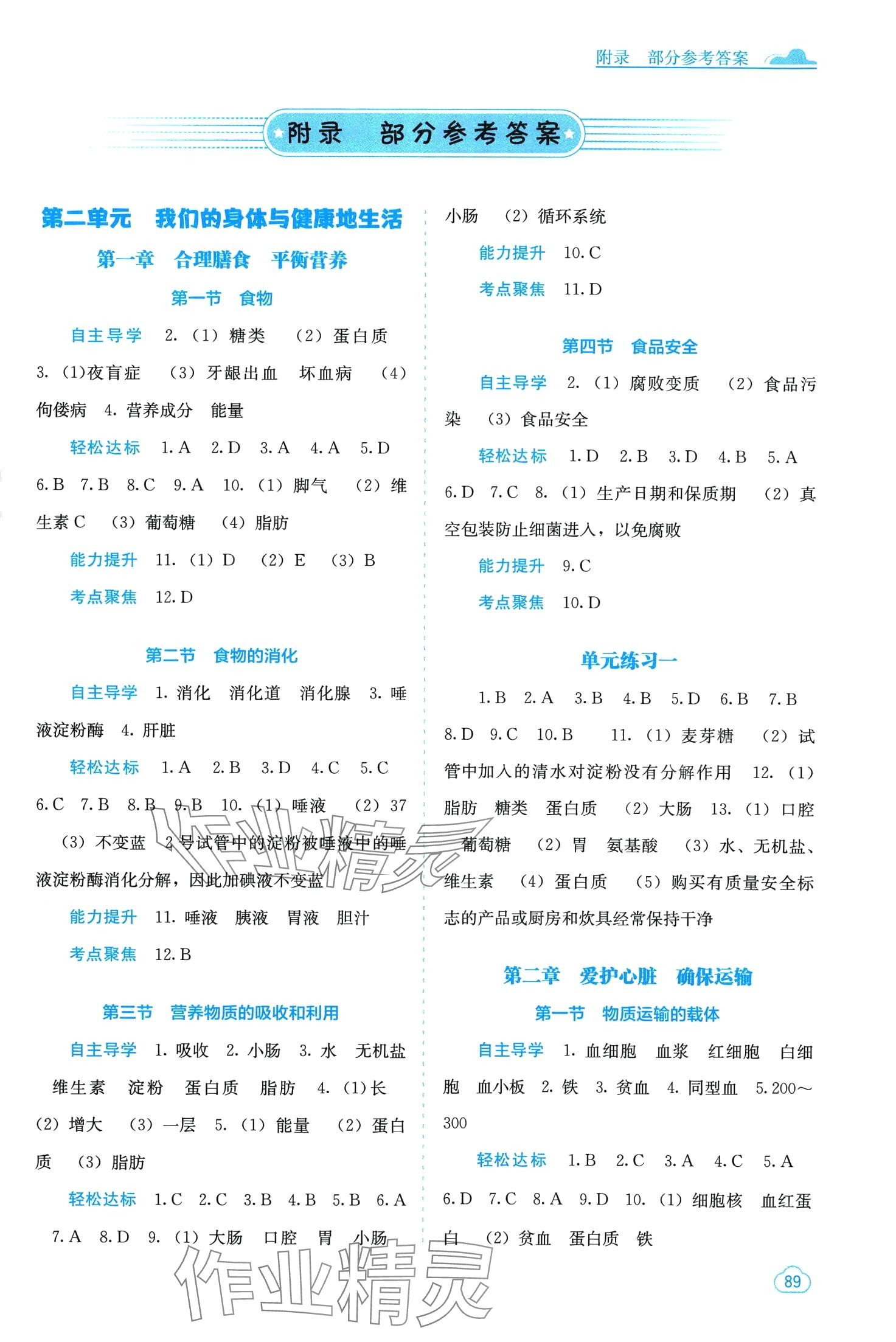 2024年自主學(xué)習(xí)能力測評七年級生物下冊冀少版 第1頁