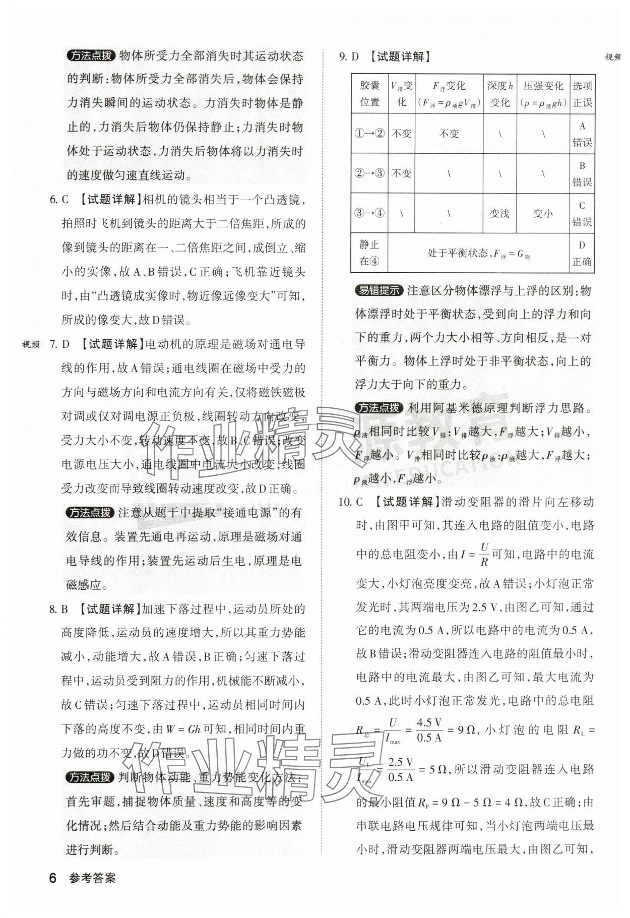 2024年晋文源中考模拟演练物理山西专版 参考答案第6页