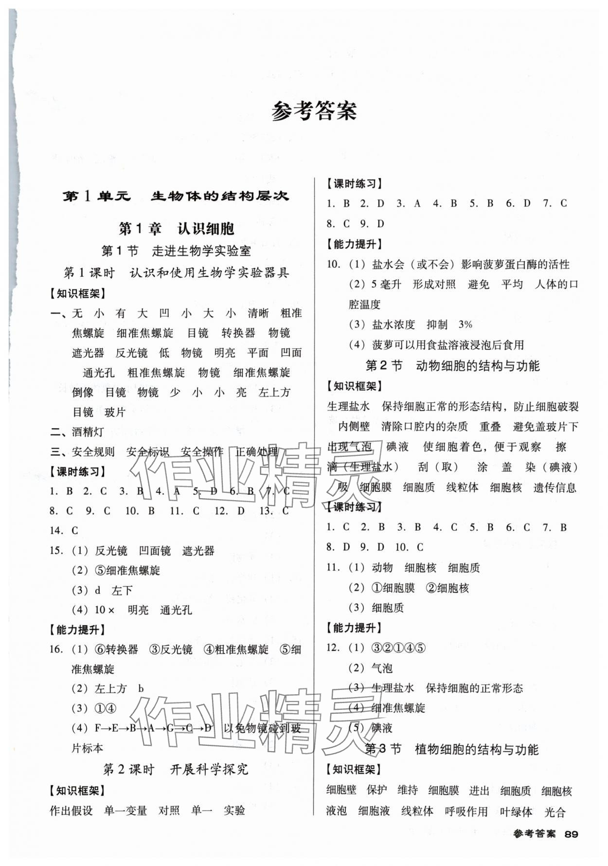 2024年全優(yōu)點(diǎn)練課計(jì)劃七年級生物上冊蘇教版 第1頁