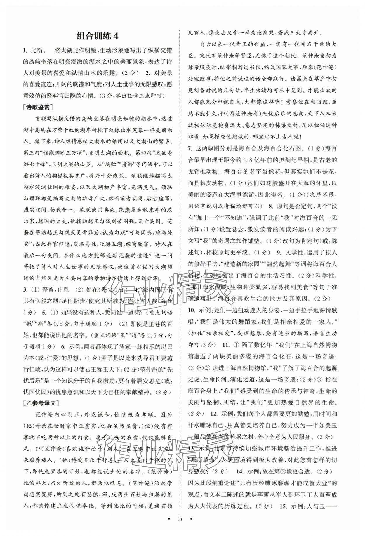 2024年通城学典初中语文阅读组合训练语文南通专版 第5页