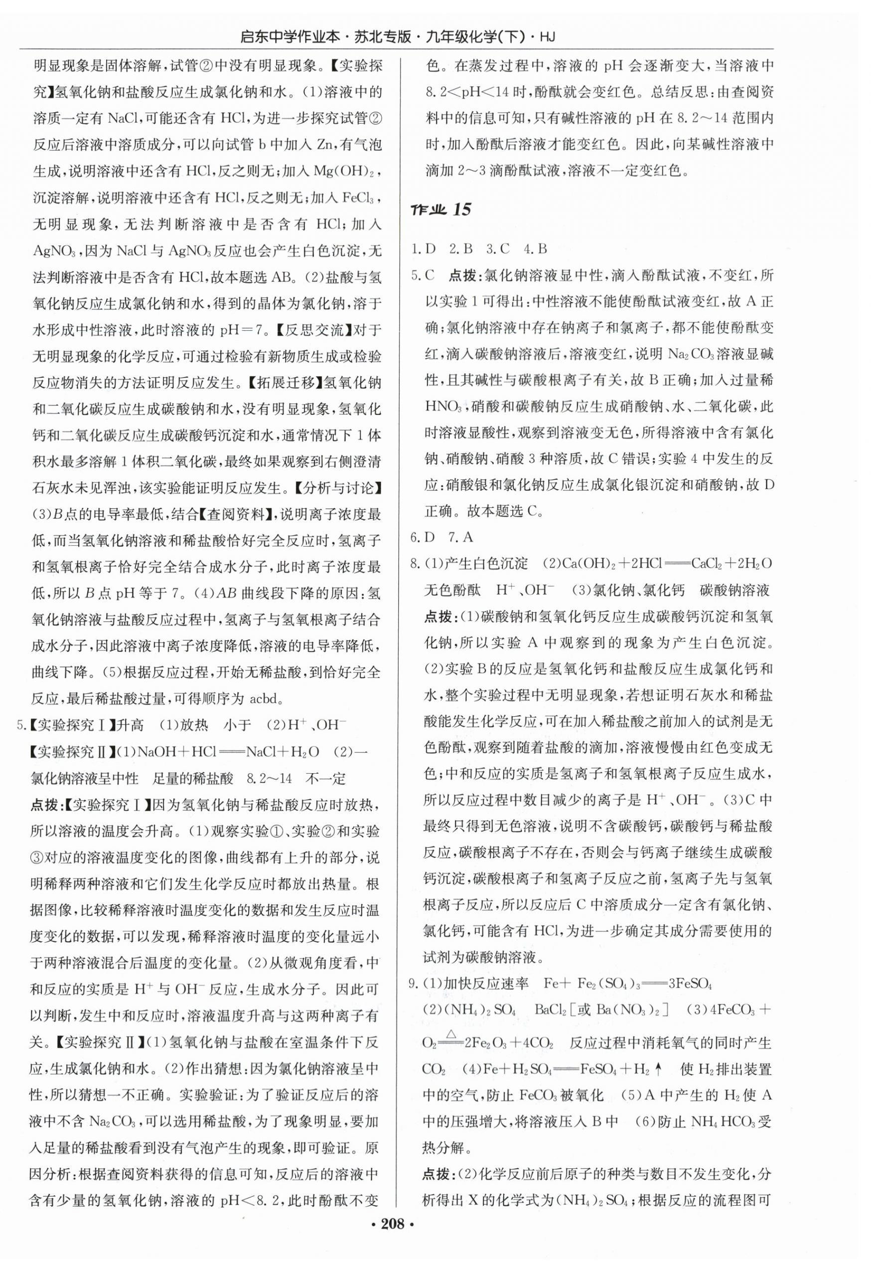 2024年启东中学作业本九年级化学下册沪教版苏北专版 第10页