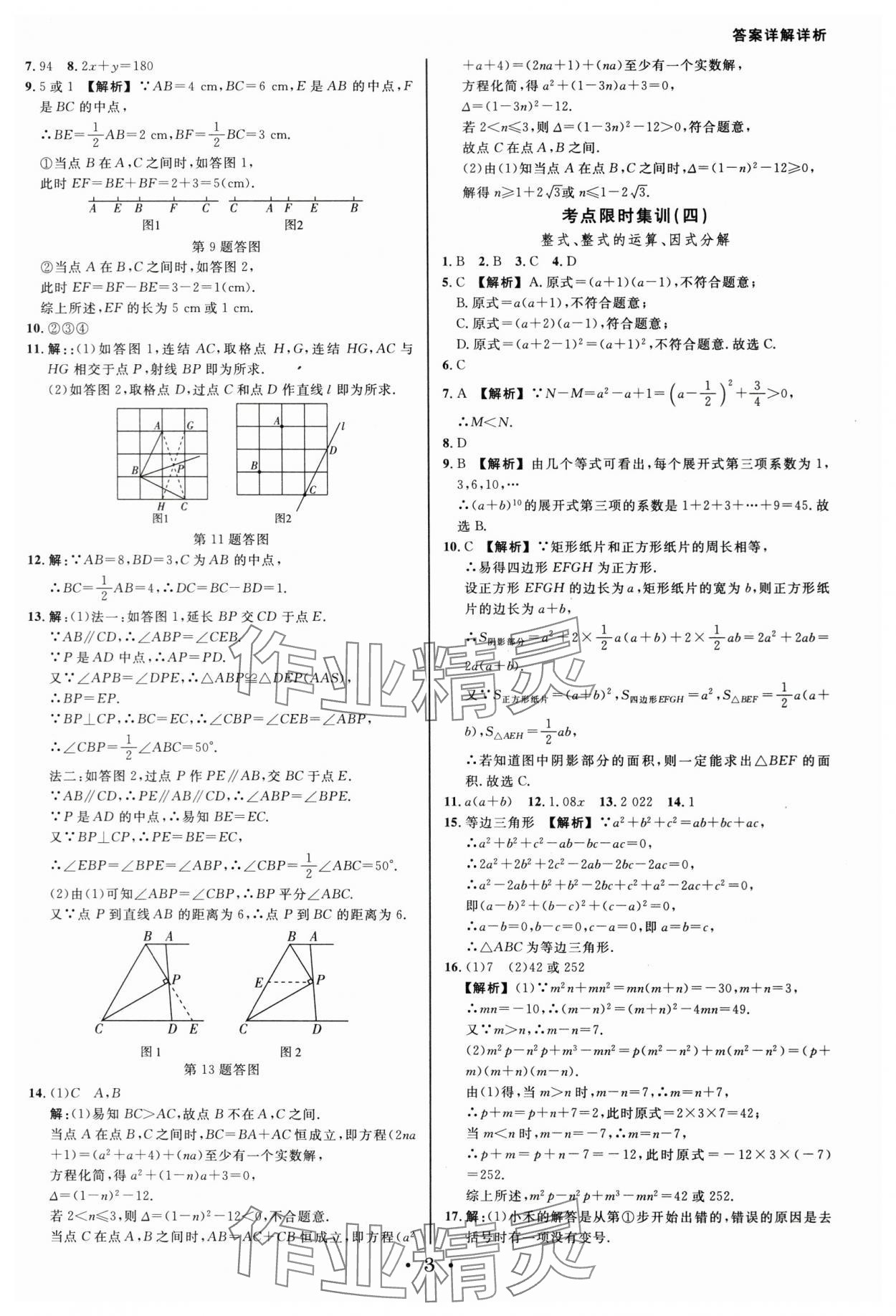 2024年浙派名师中考方略分类集训数学中考浙江专版 参考答案第2页