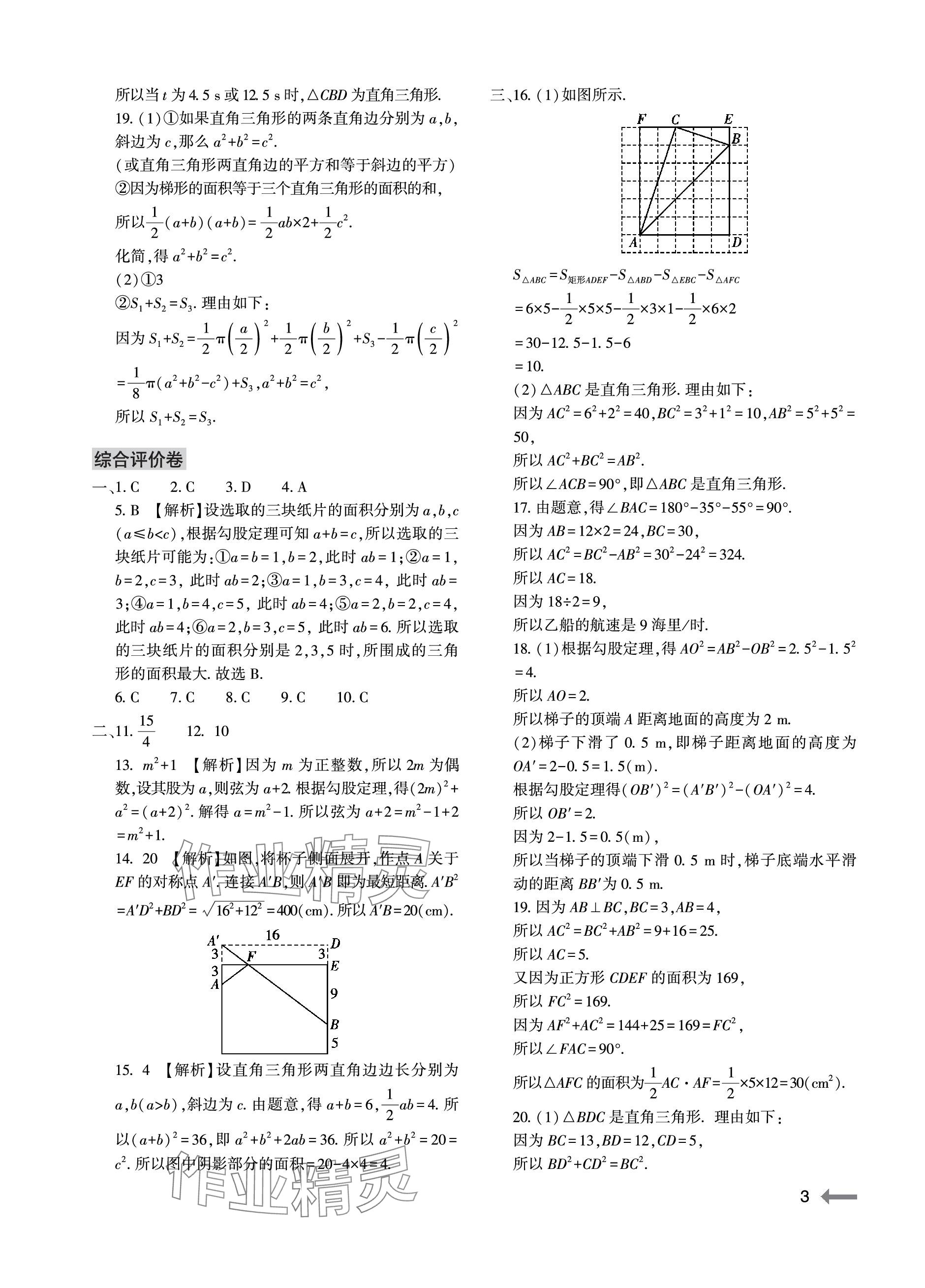 2023年节节高大象出版社八年级数学上册北师大版 参考答案第3页