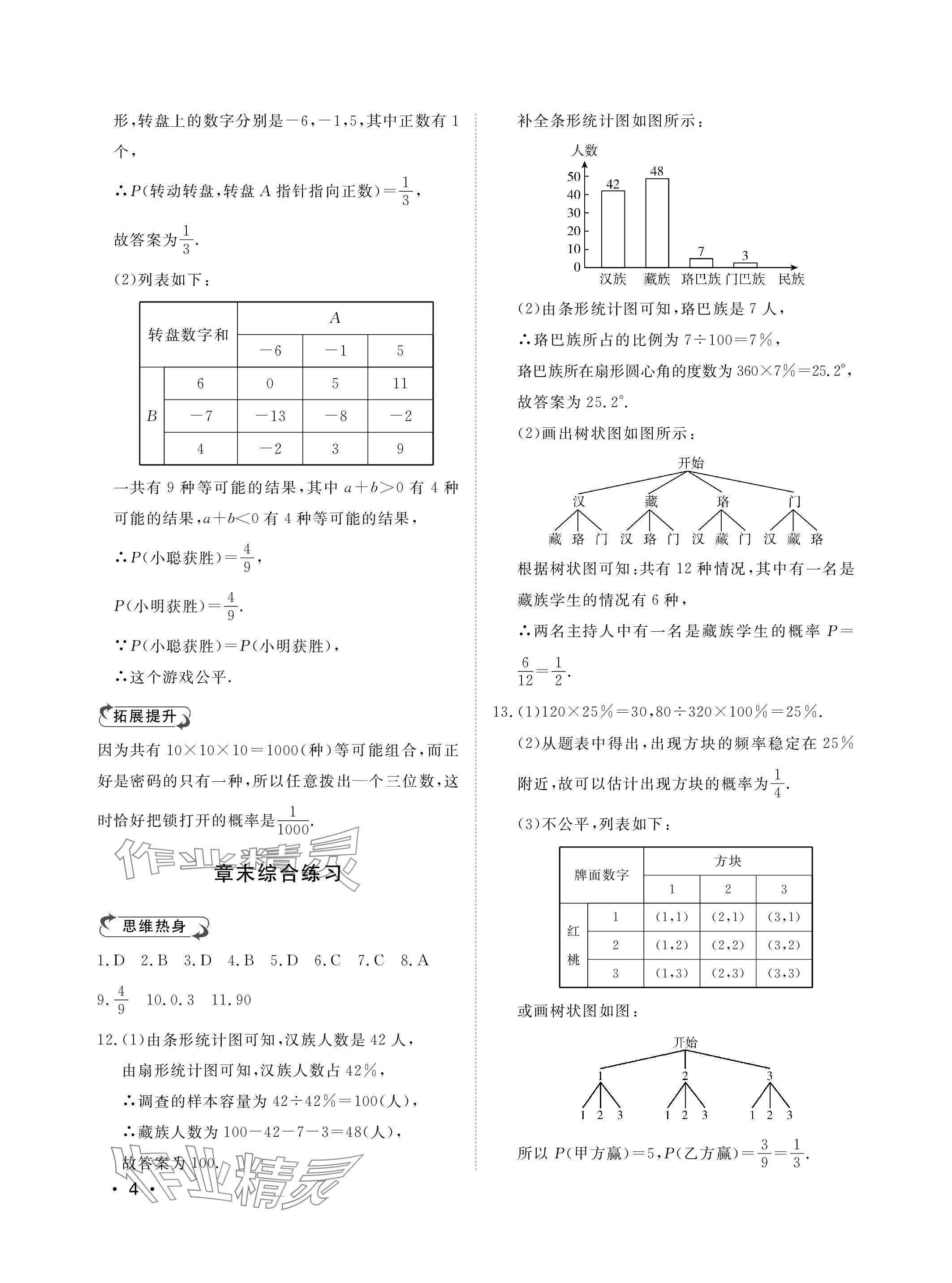 2024年行知天下九年級(jí)數(shù)學(xué)下冊(cè)人教版 參考答案第4頁