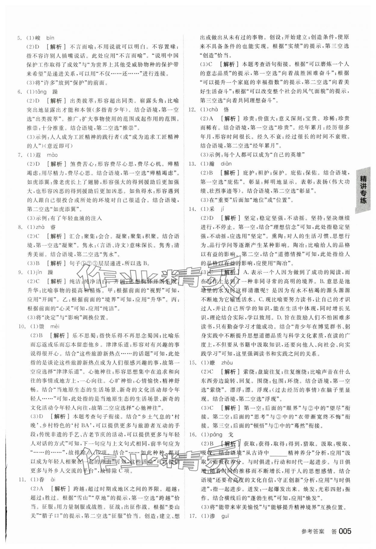 2024年全品中考复习方案语文宿迁专版 参考答案第4页