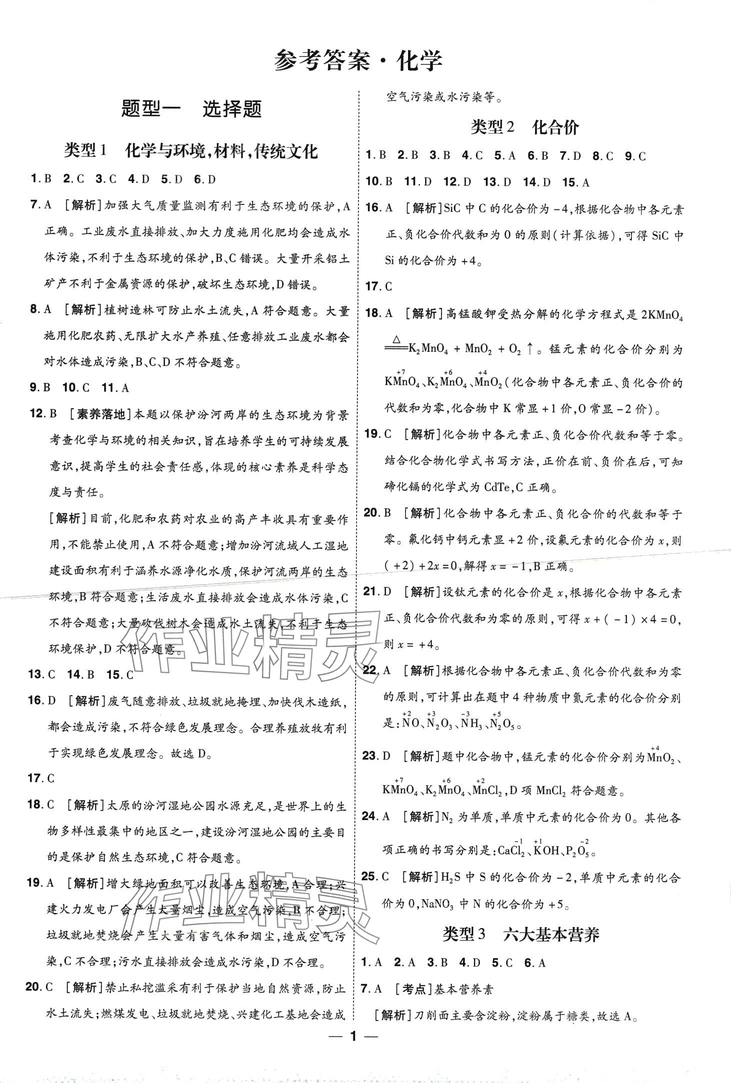 2024年99+1活页卷中考领航者化学中考山西专版 第1页