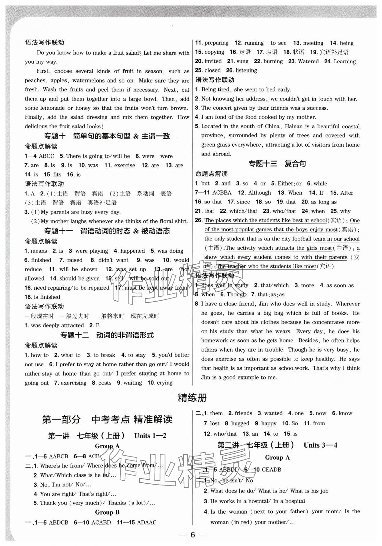 2024年鼎成中考精准提分英语中考课标版河南专版 参考答案第6页