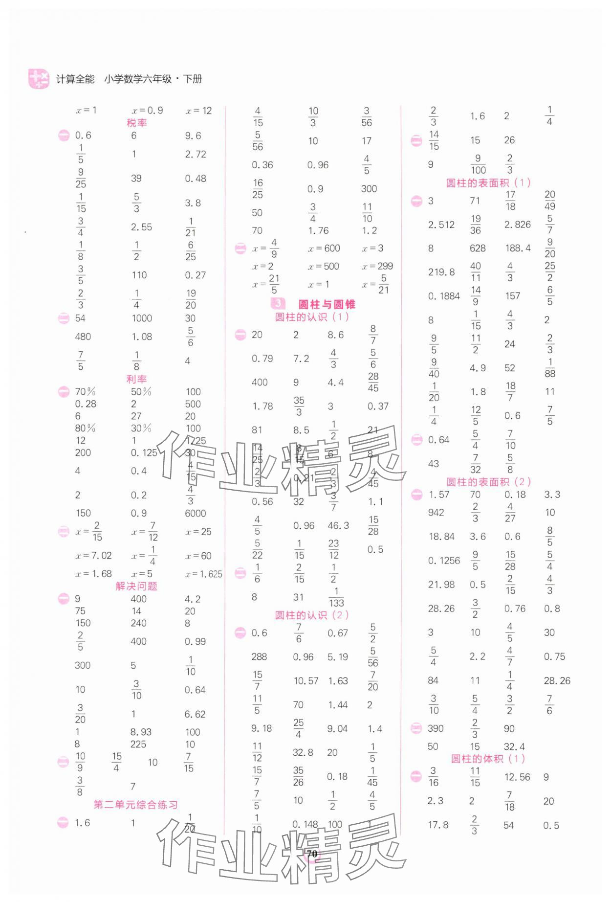 2024年计算全能六年级数学下册人教版 第2页