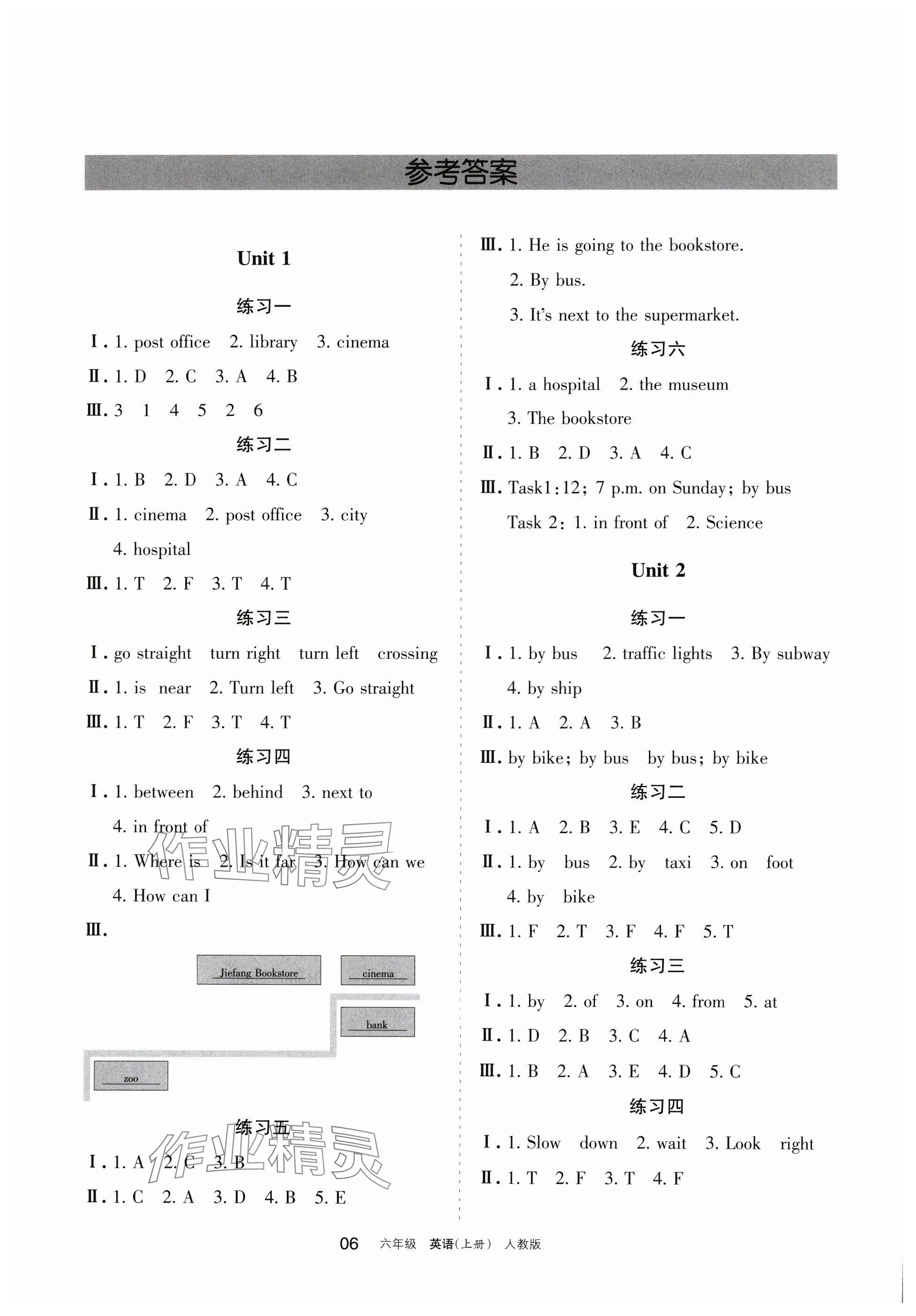 2024年學(xué)習(xí)之友六年級(jí)英語上冊(cè)人教版 參考答案第1頁