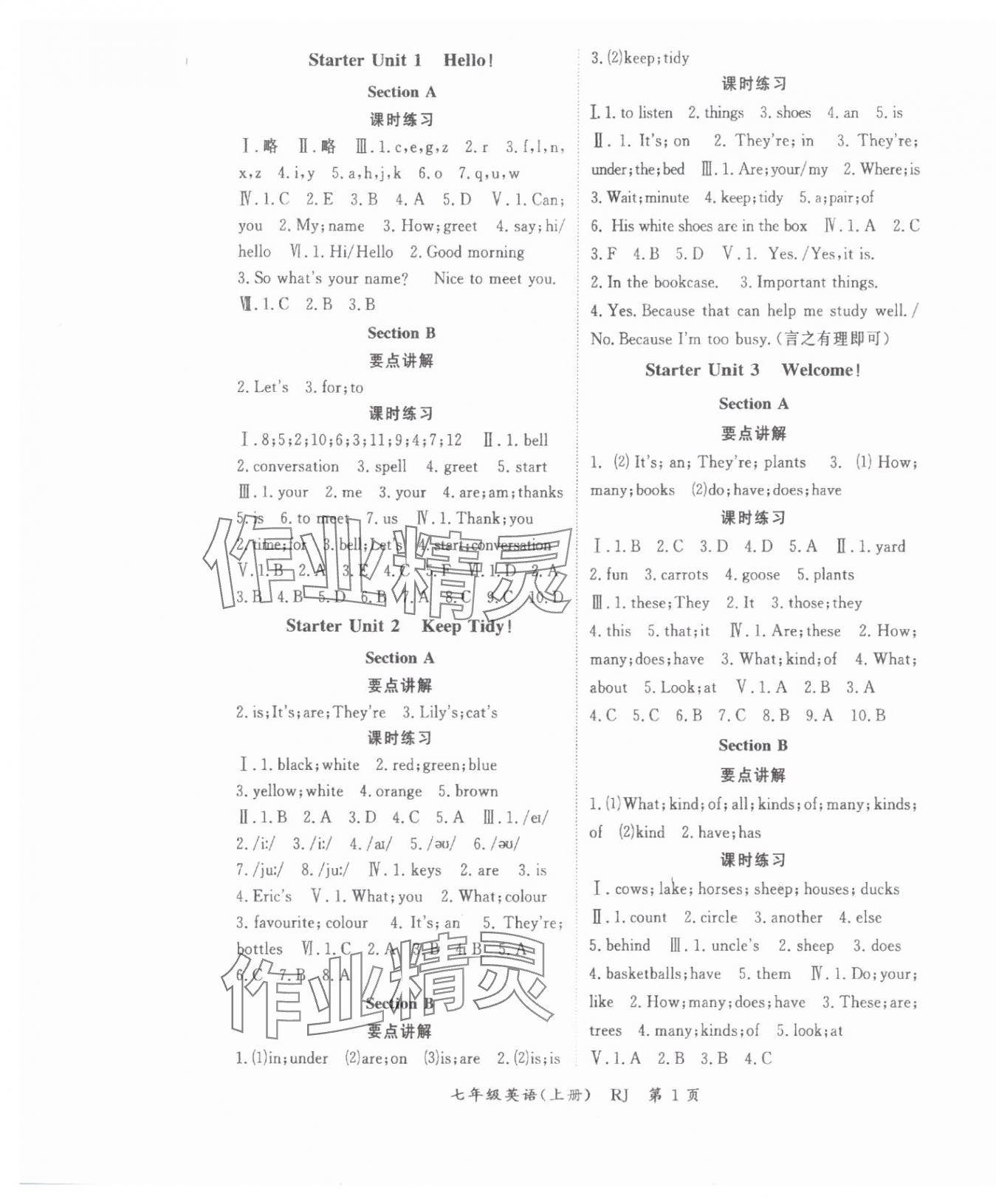 2024年啟航新課堂七年級(jí)英語上冊(cè)人教版 第1頁