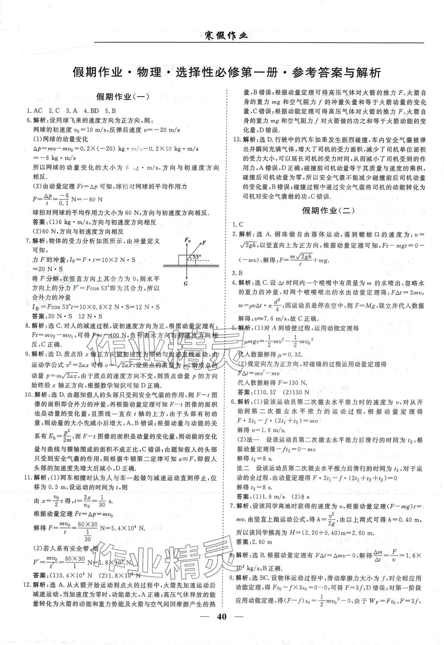 2024年學(xué)智文化寒假作業(yè)高二物理 第1頁(yè)