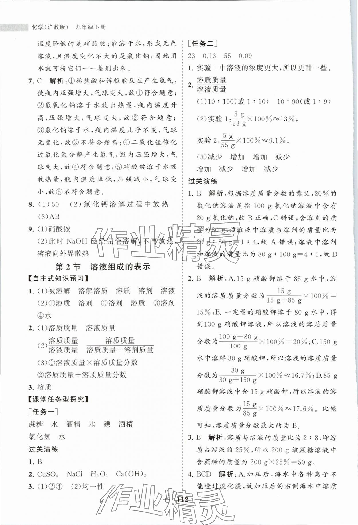 2024年新课程同步练习册九年级化学下册沪教版 第2页