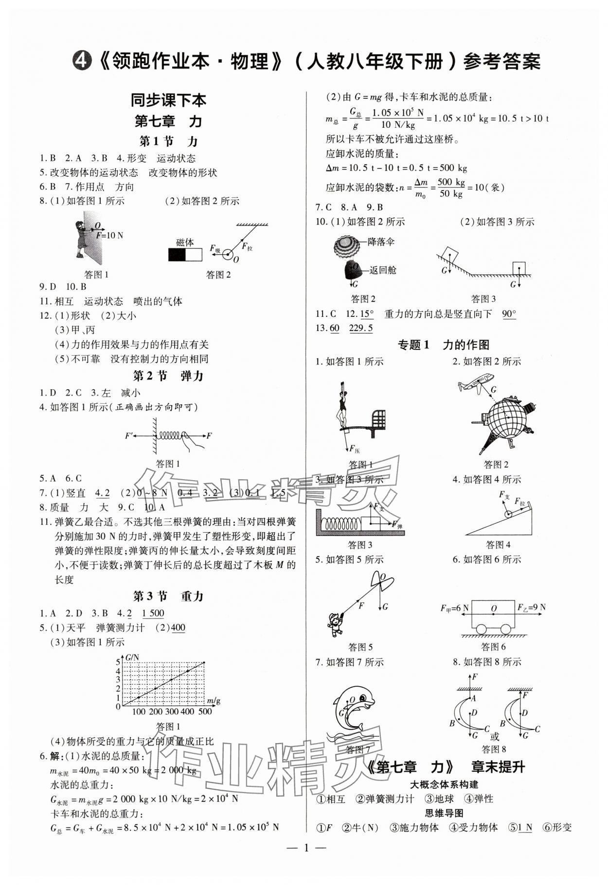 2024年领跑作业本八年级物理下册人教版广东专版 第1页