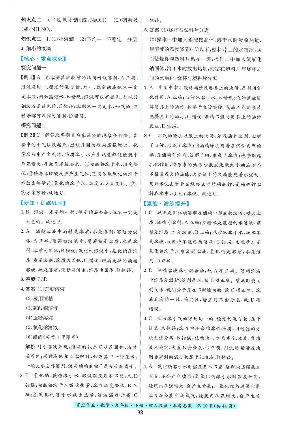 2024年家庭作业九年级化学下册人教版 第10页