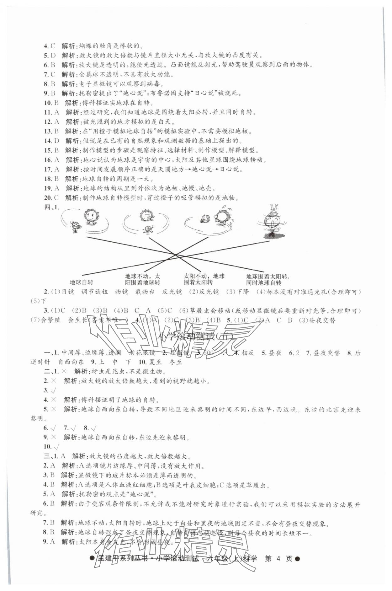 2024年孟建平小學(xué)滾動(dòng)測(cè)試六年級(jí)科學(xué)上冊(cè)教科版 第4頁(yè)