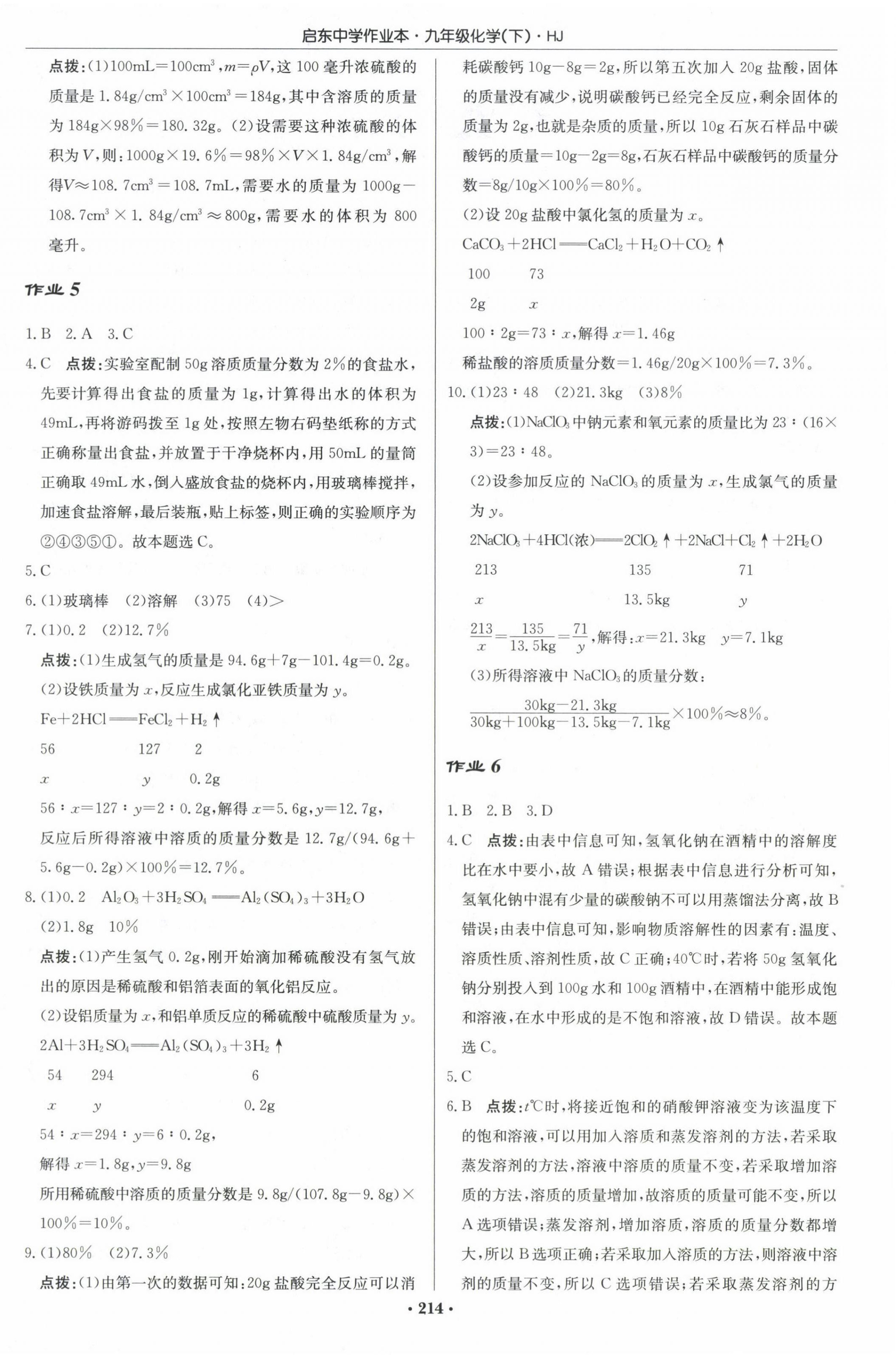 2024年启东中学作业本九年级化学下册沪教版 第4页