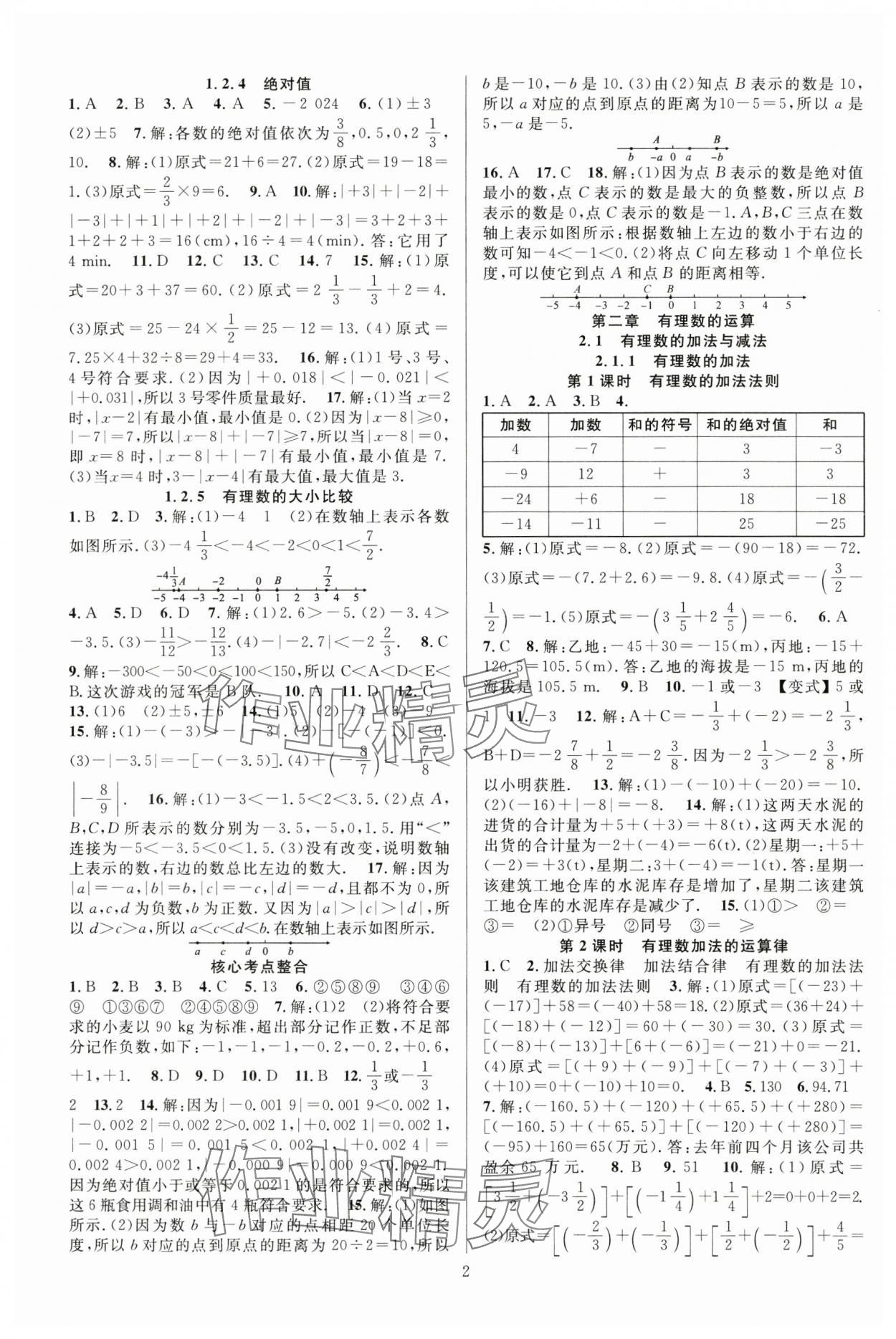 2024年課時(shí)奪冠七年級(jí)數(shù)學(xué)上冊(cè)人教版湖北專版 第2頁