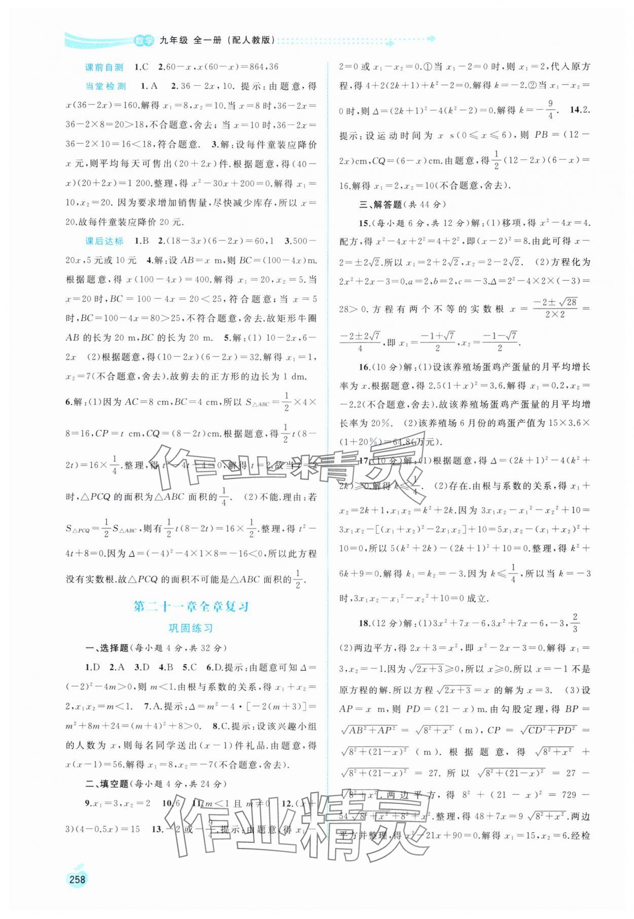 2024年新課程學(xué)習(xí)與測評同步學(xué)習(xí)九年級數(shù)學(xué)全一冊人教版 第4頁