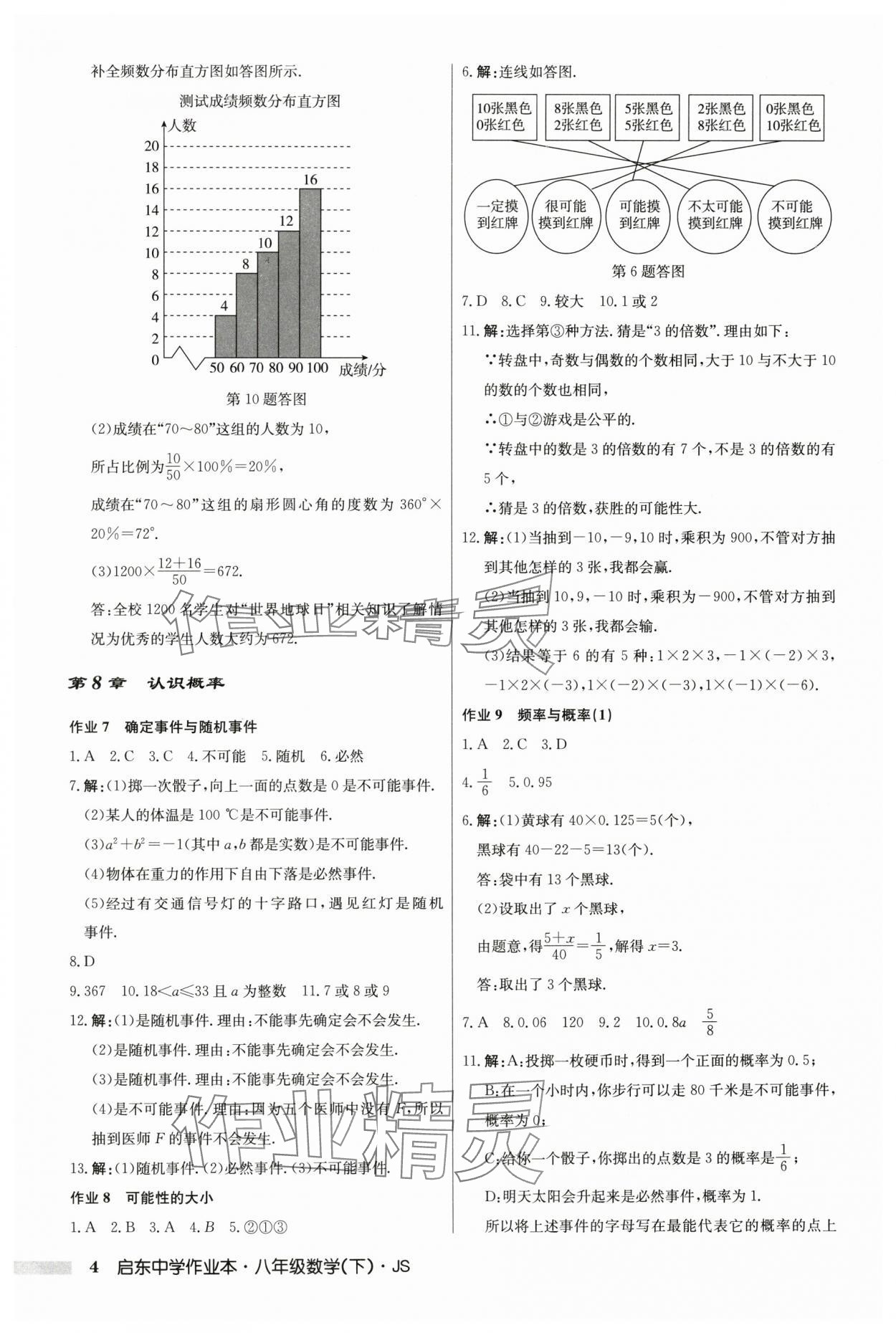 2024年啟東中學作業(yè)本八年級數(shù)學下冊江蘇版 參考答案第4頁