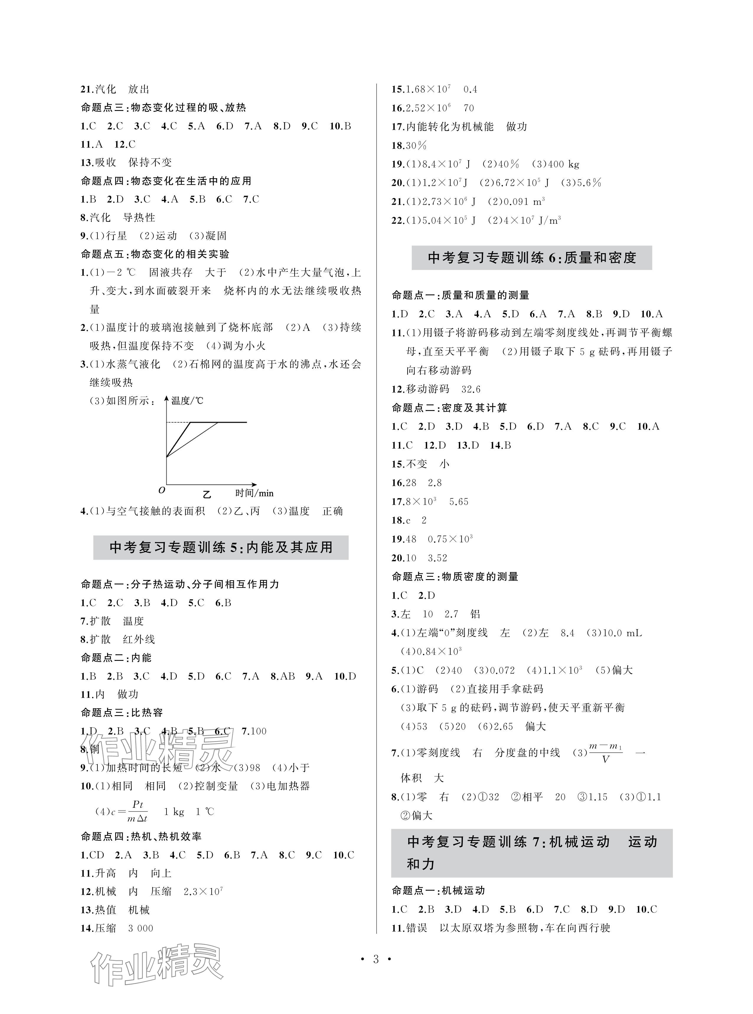 2024年单元自测试卷青岛出版社九年级物理下册沪科版 参考答案第3页